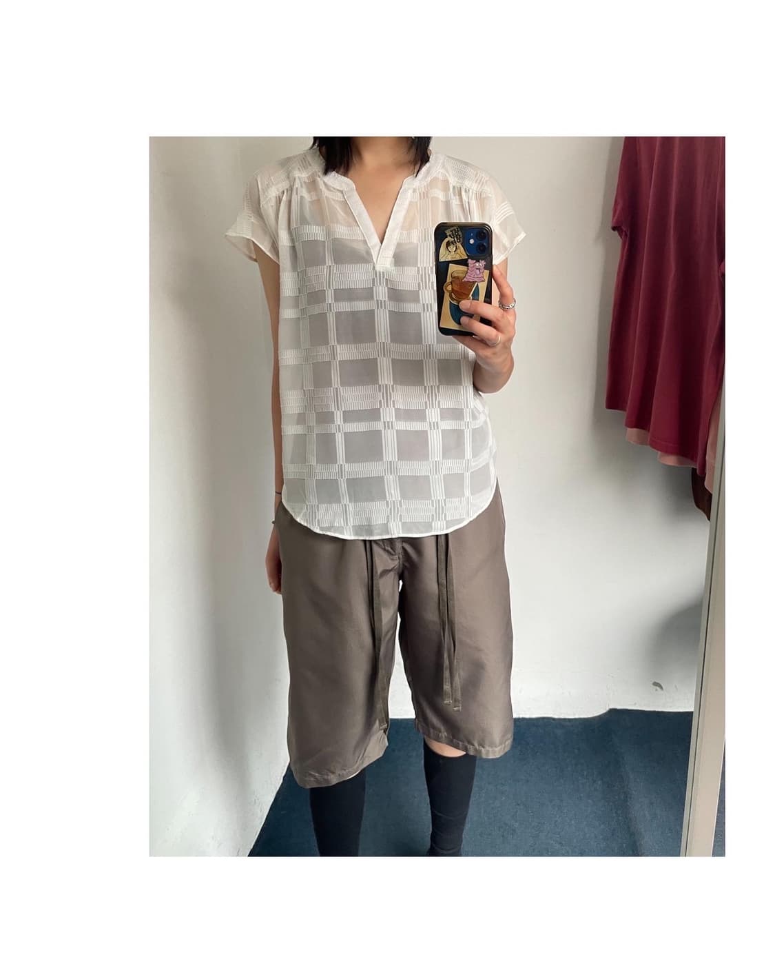 Square pattern blouse 상품이미지7
