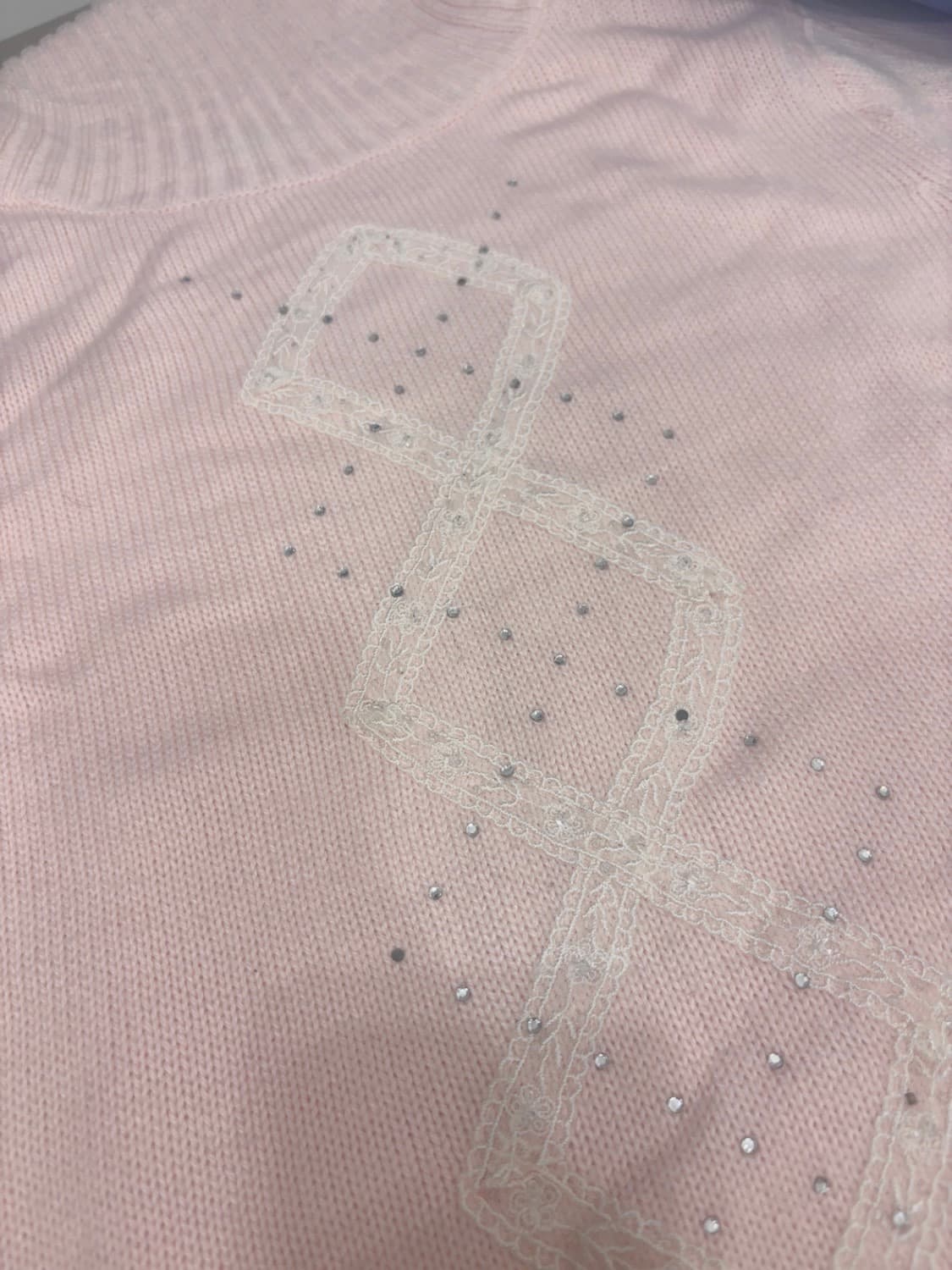 딸기우유 핑크 반팔 목폴라 니트 상품이미지2