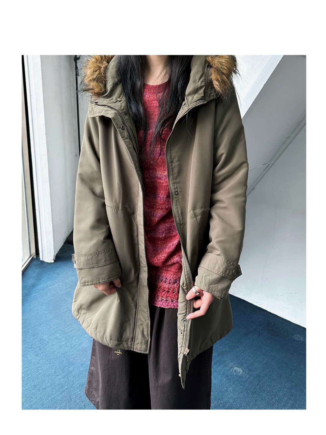 2way fur trimming mil design coat 상품이미지1