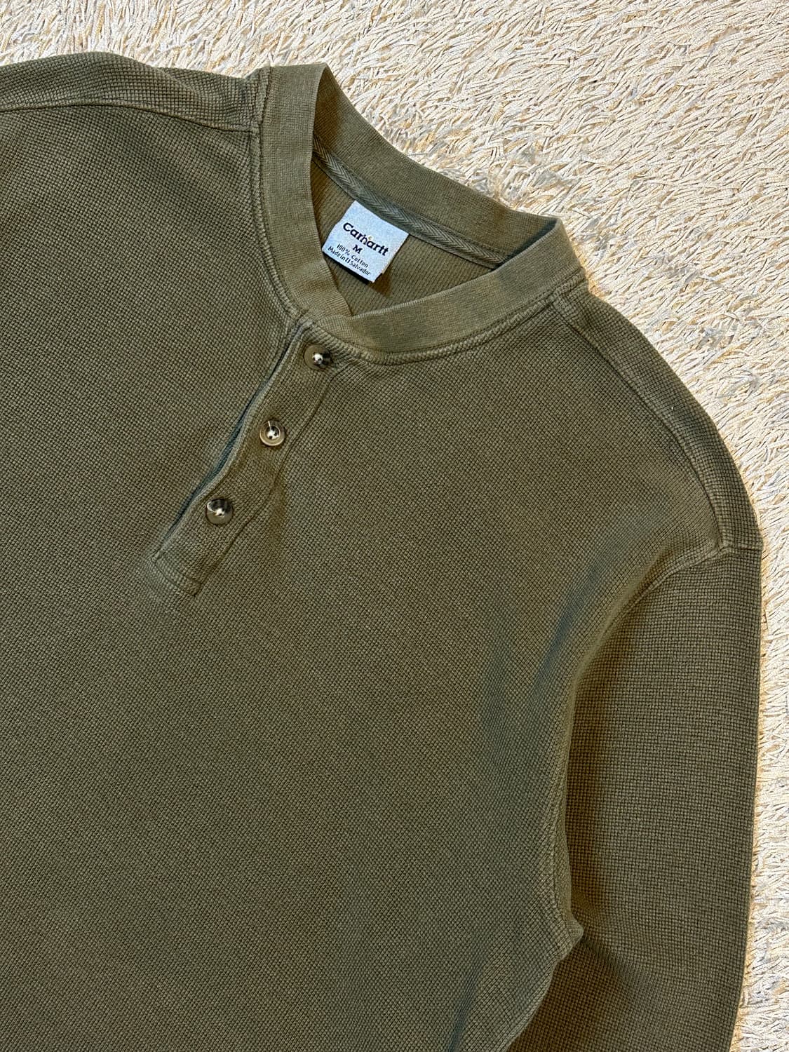 칼하트 CARHARTT 헨리넥 와플 니트 롱슬리브 긴팔 카키 상품이미지2