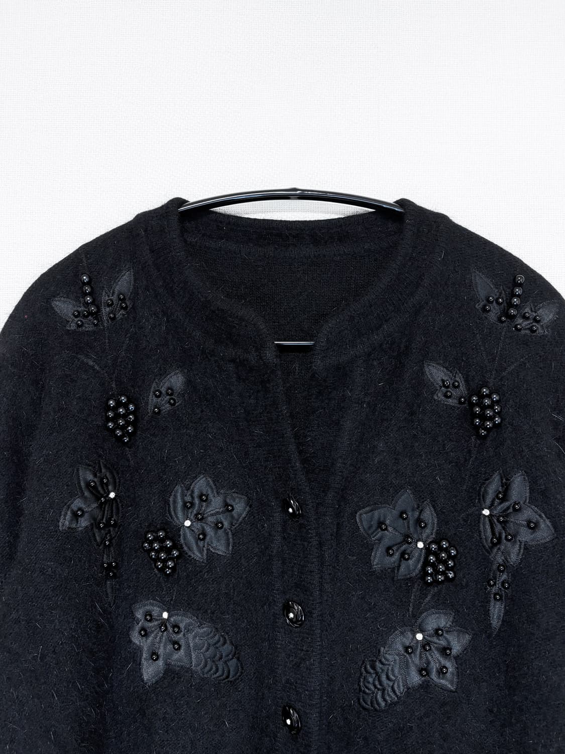 Beaded Angora Cardigan - Black 상품이미지5