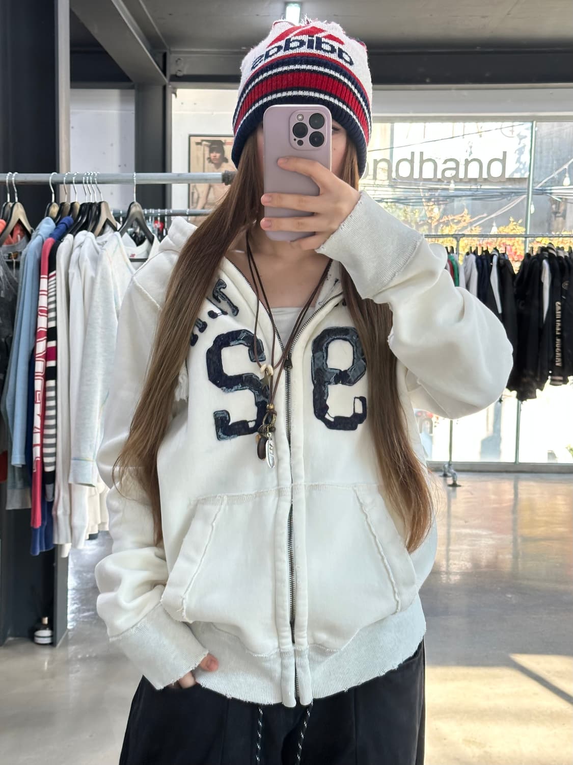 아베크롬비 머슬핏 데미지 후드집업 크림  상품이미지1