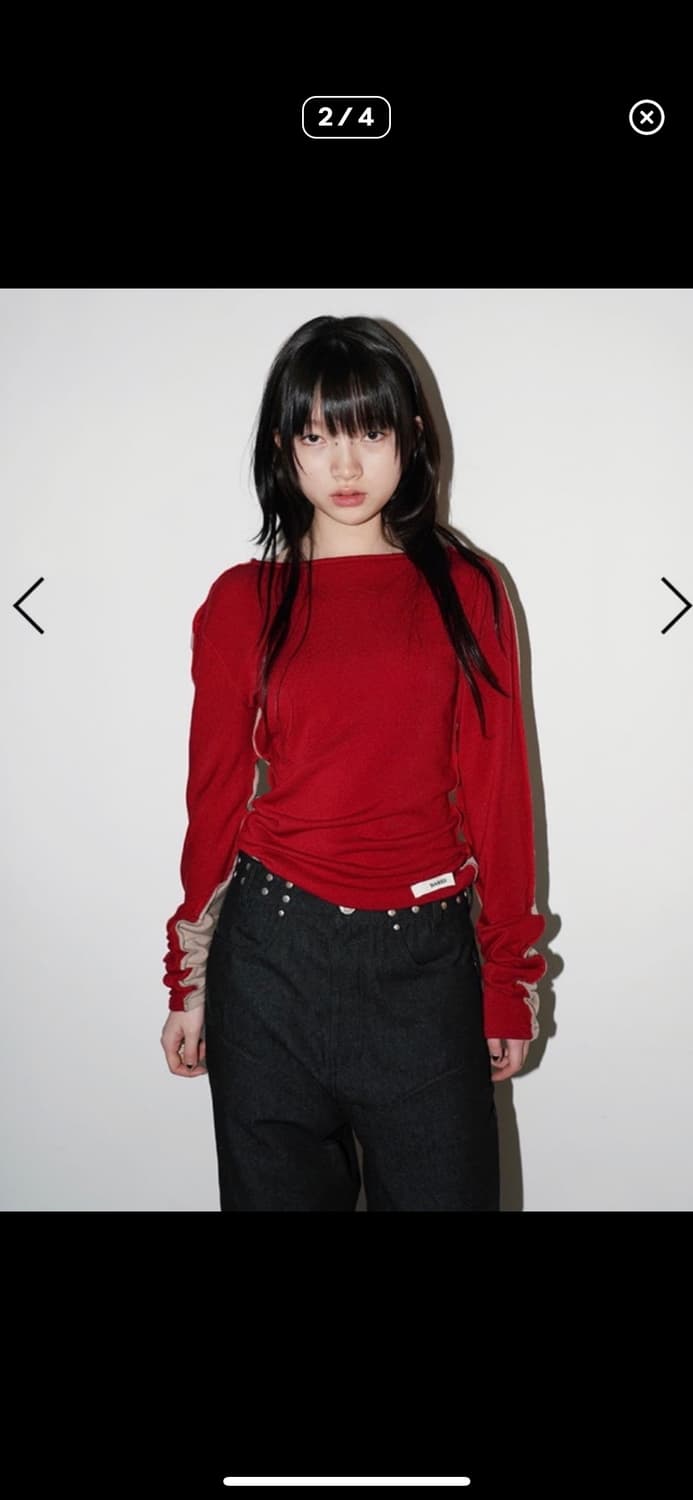 데어드 하프앤하프 롱슬리브 레드 상품이미지4