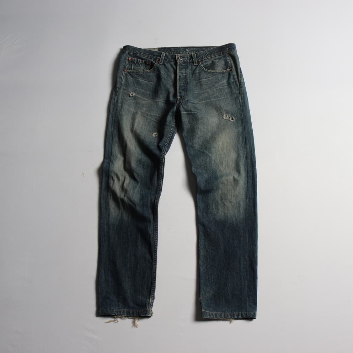00's 리바이스 501 워싱 데미지 데님 팬츠 상품이미지1