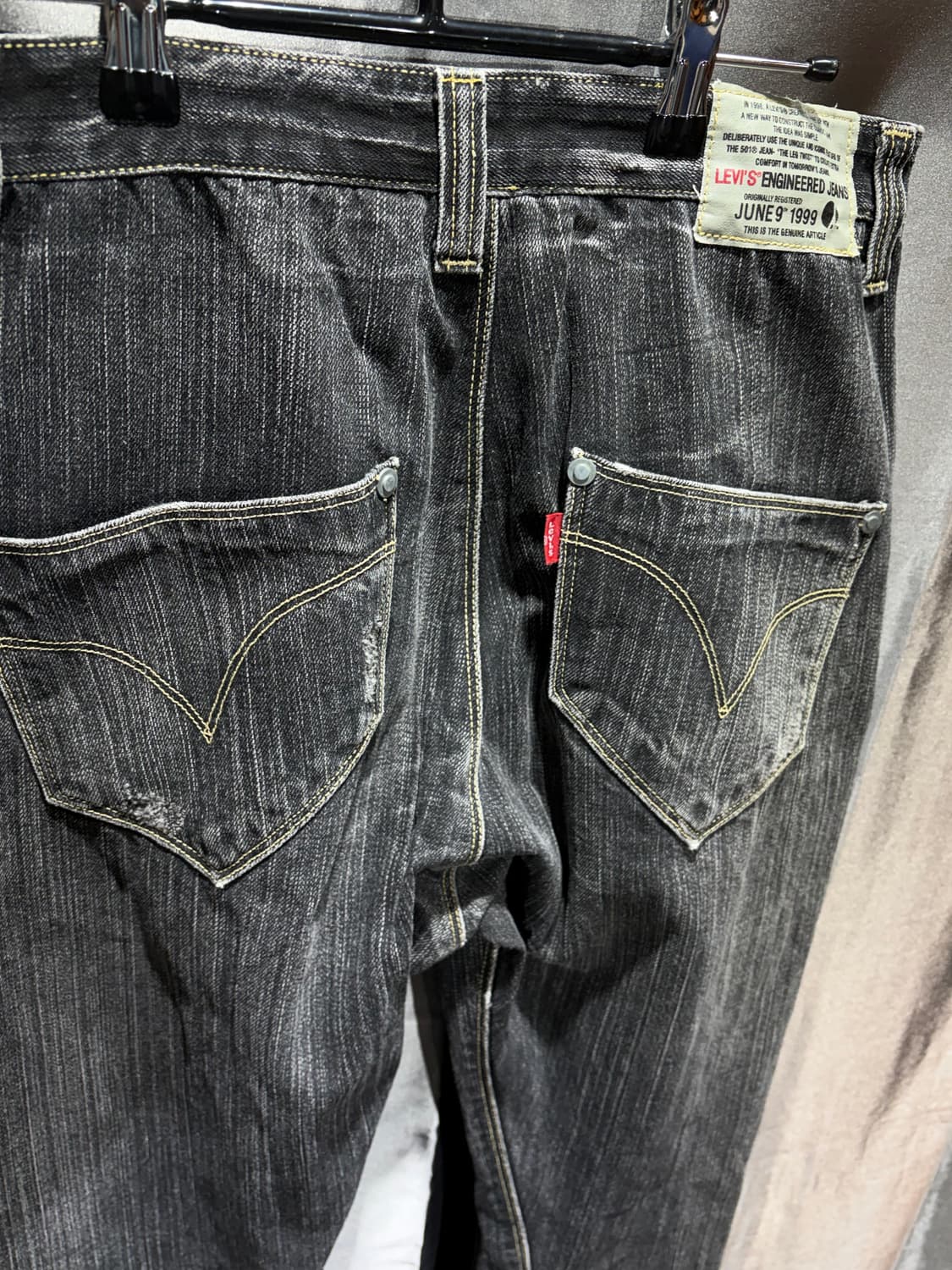 32in LEVI'S 리바이스 엔지니어드진 1999 워싱 데미지 흑청 데 상품이미지6