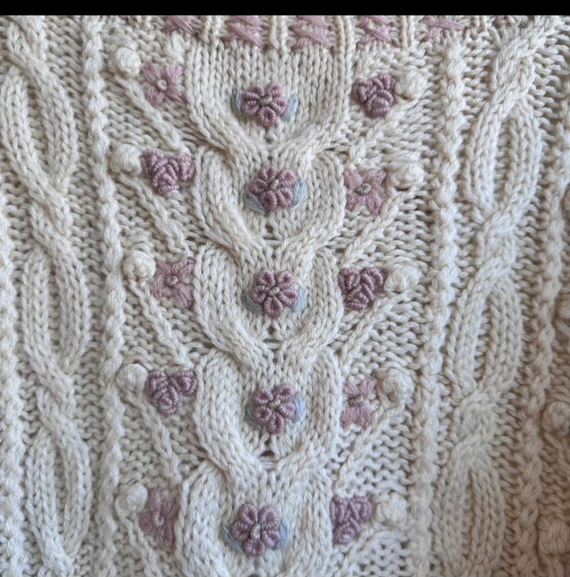 핸드니트 케이블 플라워 입체 니트 상품이미지2