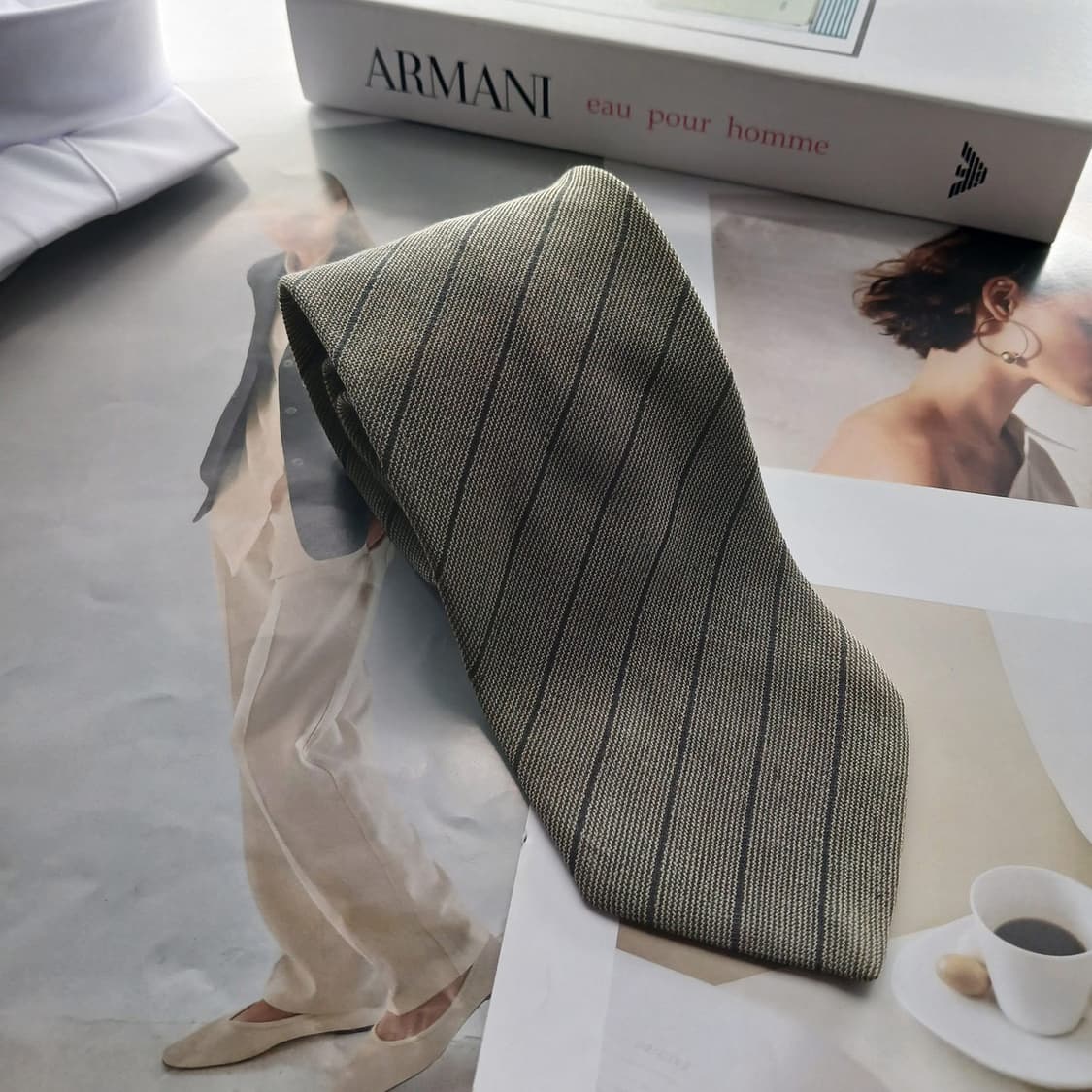 조르지오 아르마니 아세테이트 스트라이프 넥타이 9cm A등급 A18257 상품이미지2