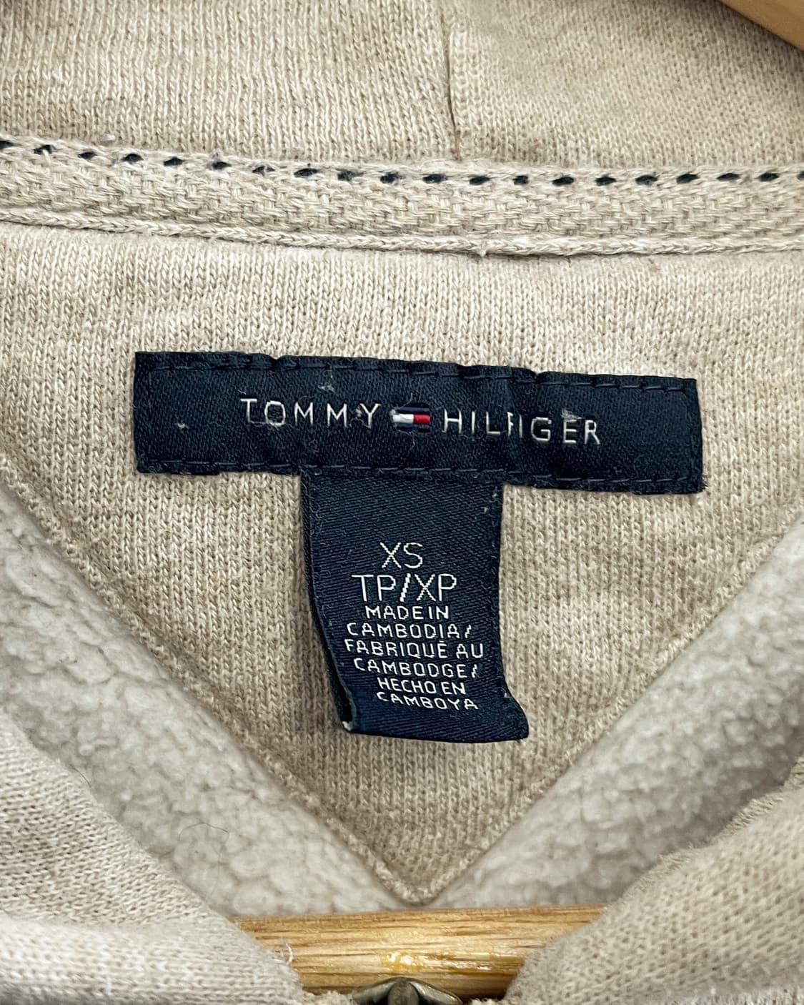 타미힐피거 00s 아플리게 로고 베이지 후드집업 상품이미지8