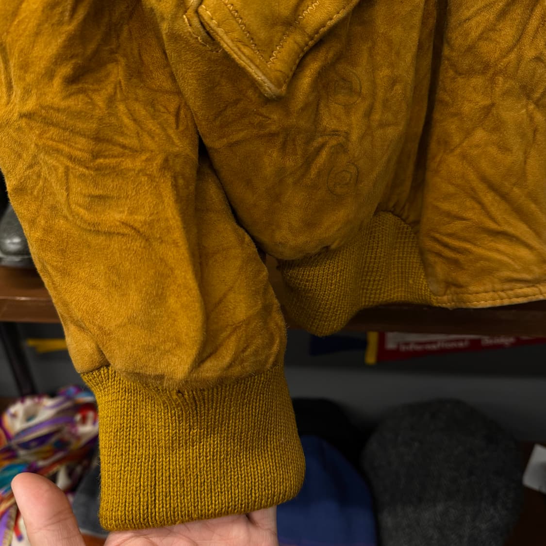 90s 휴고 보스 오리지널 리얼 레더 스웨이드 봄버 블루종 자켓 N242 상품이미지5