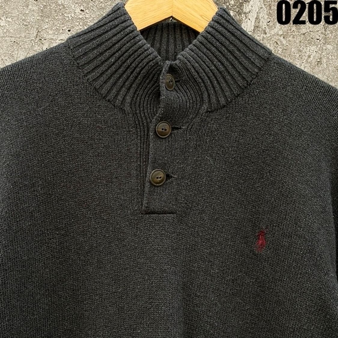 폴로 랄프로렌 헨리넥 버튼 니트 스웨터 XL 차콜그레이 0205 상품이미지3