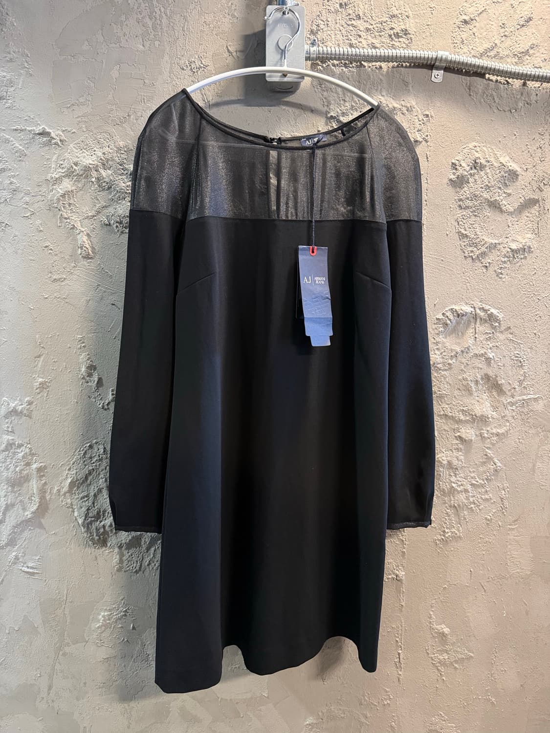 아르마니진 ARMANI 시스루 요크 배색 원피스 블랙 40 상품이미지1