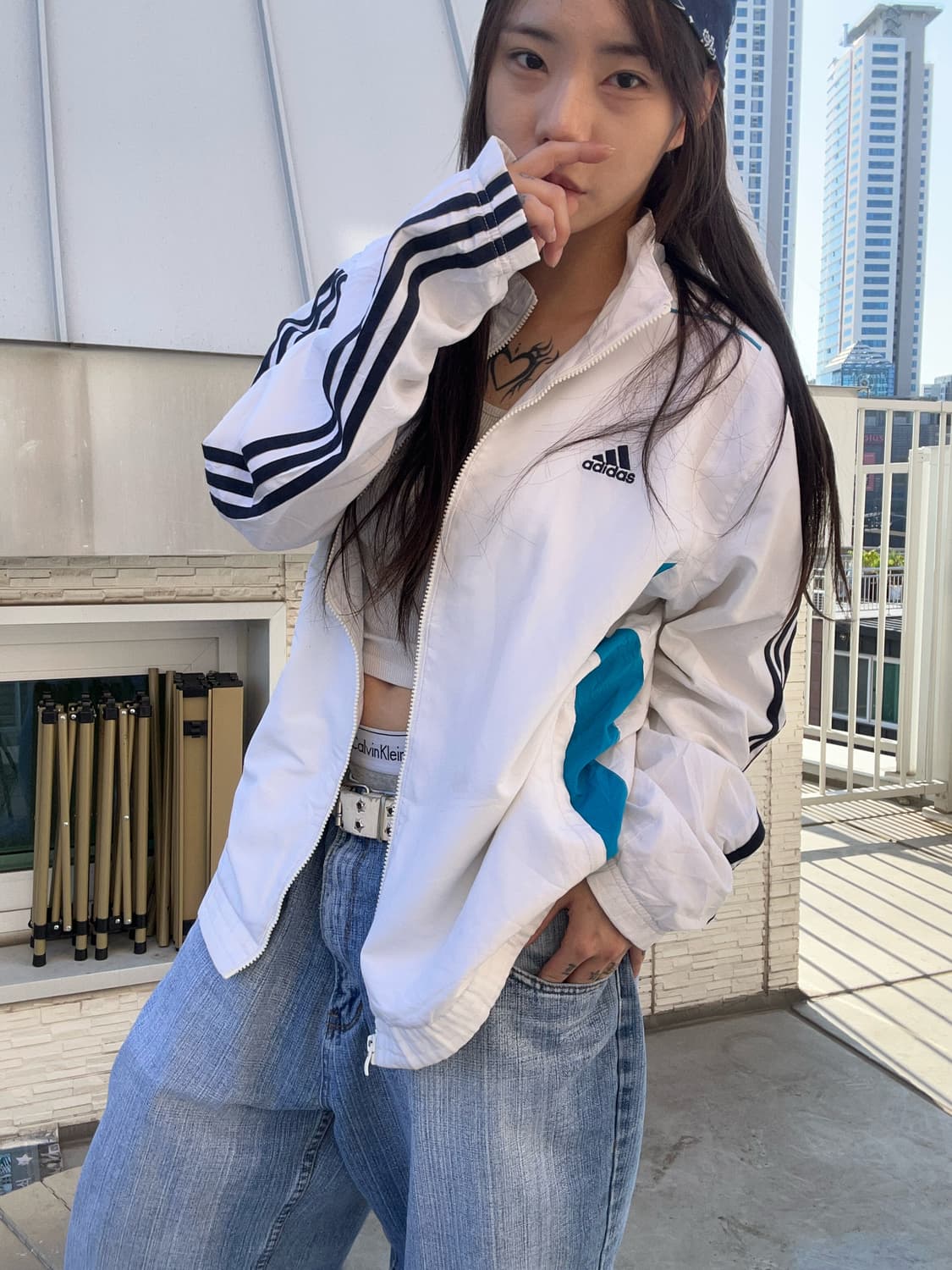 90s ADIDAS 화이트 포카리 윈드브레이커 트랙집업 상품이미지1