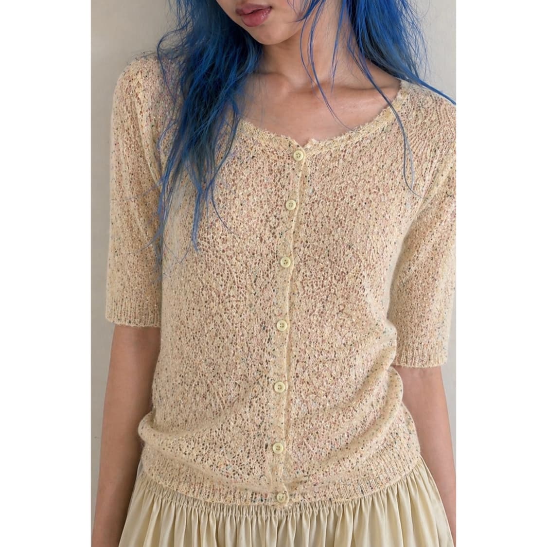 아이보리 가디건 반팔 티 상품이미지1