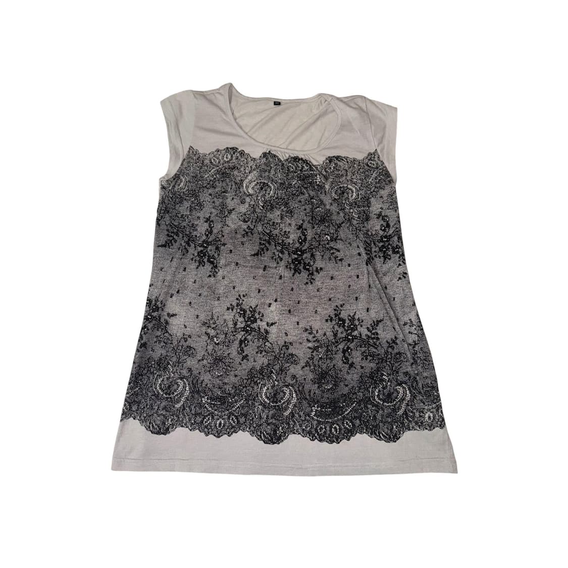Vintage Lace Print Sleeveless Top  상품이미지1