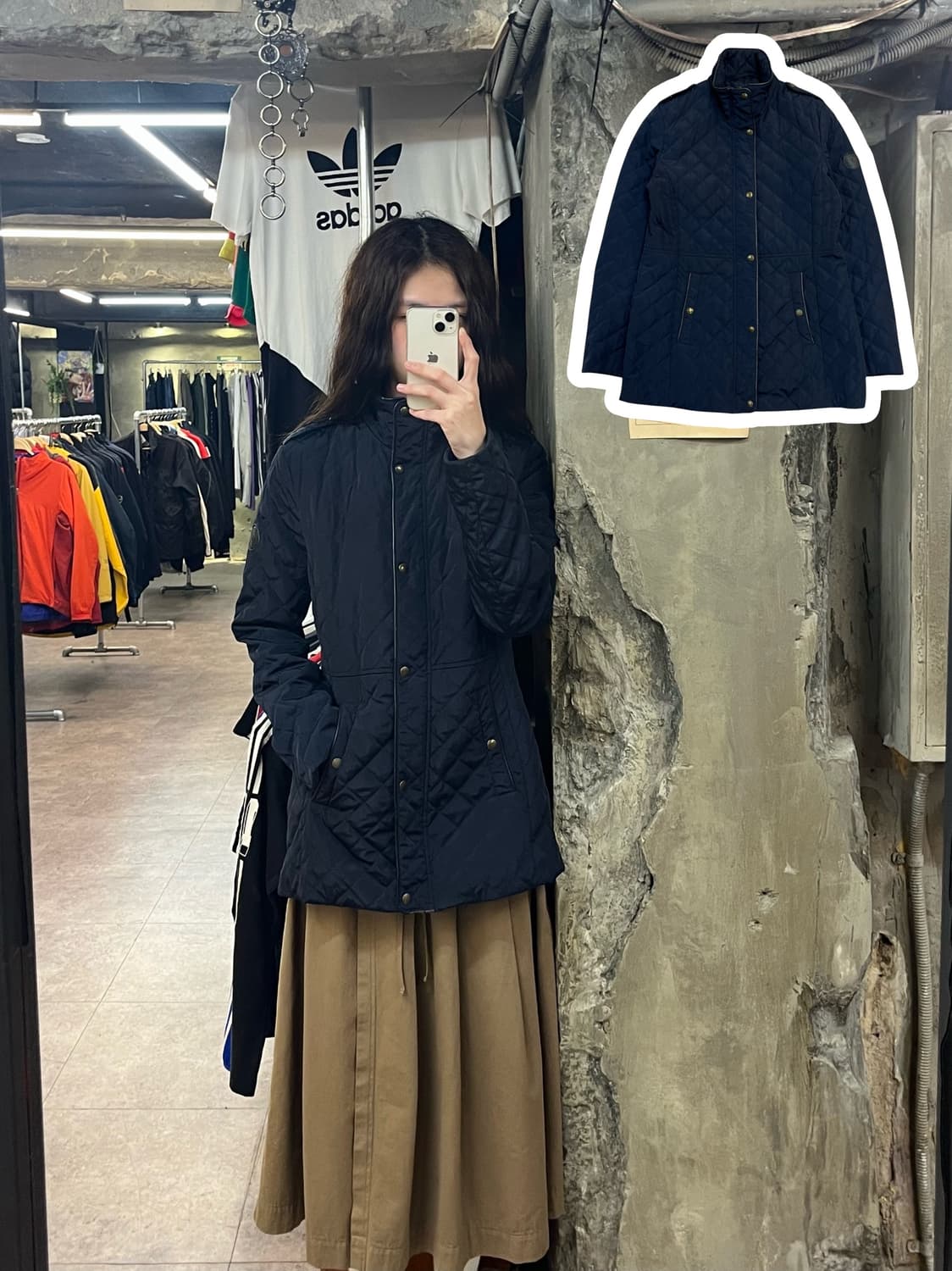 랄프로렌 퀄팅 후드 자켓 네이비 XS  #csz2135 상품이미지1