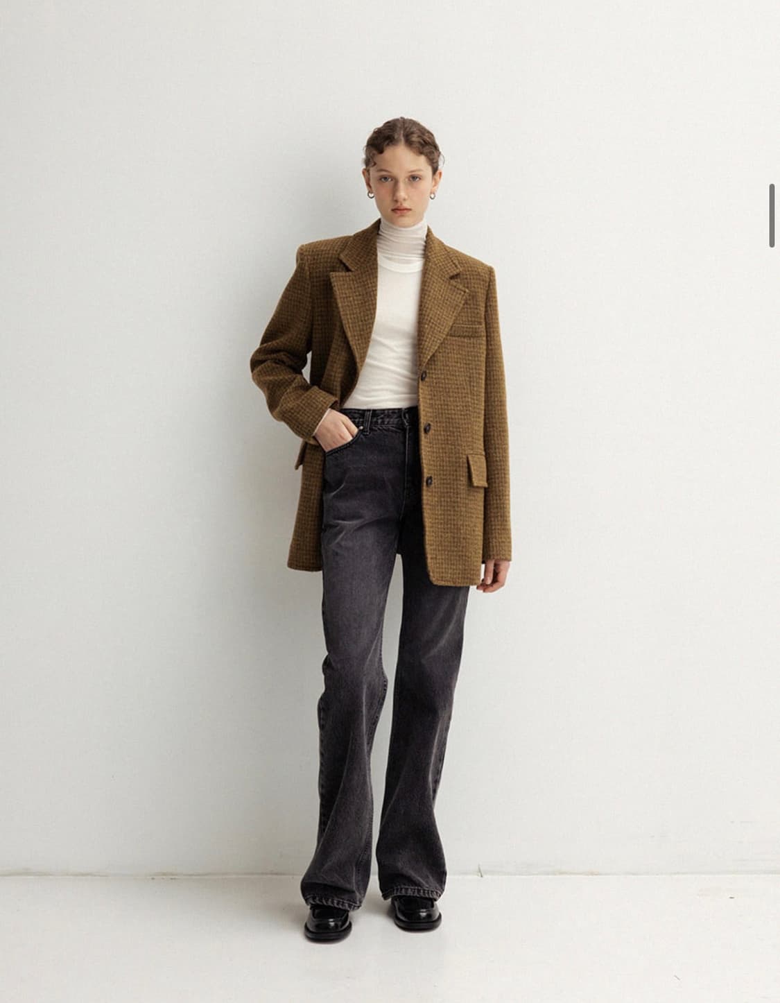 Le wool checked blazer (yellow khaki) OS 상품이미지1