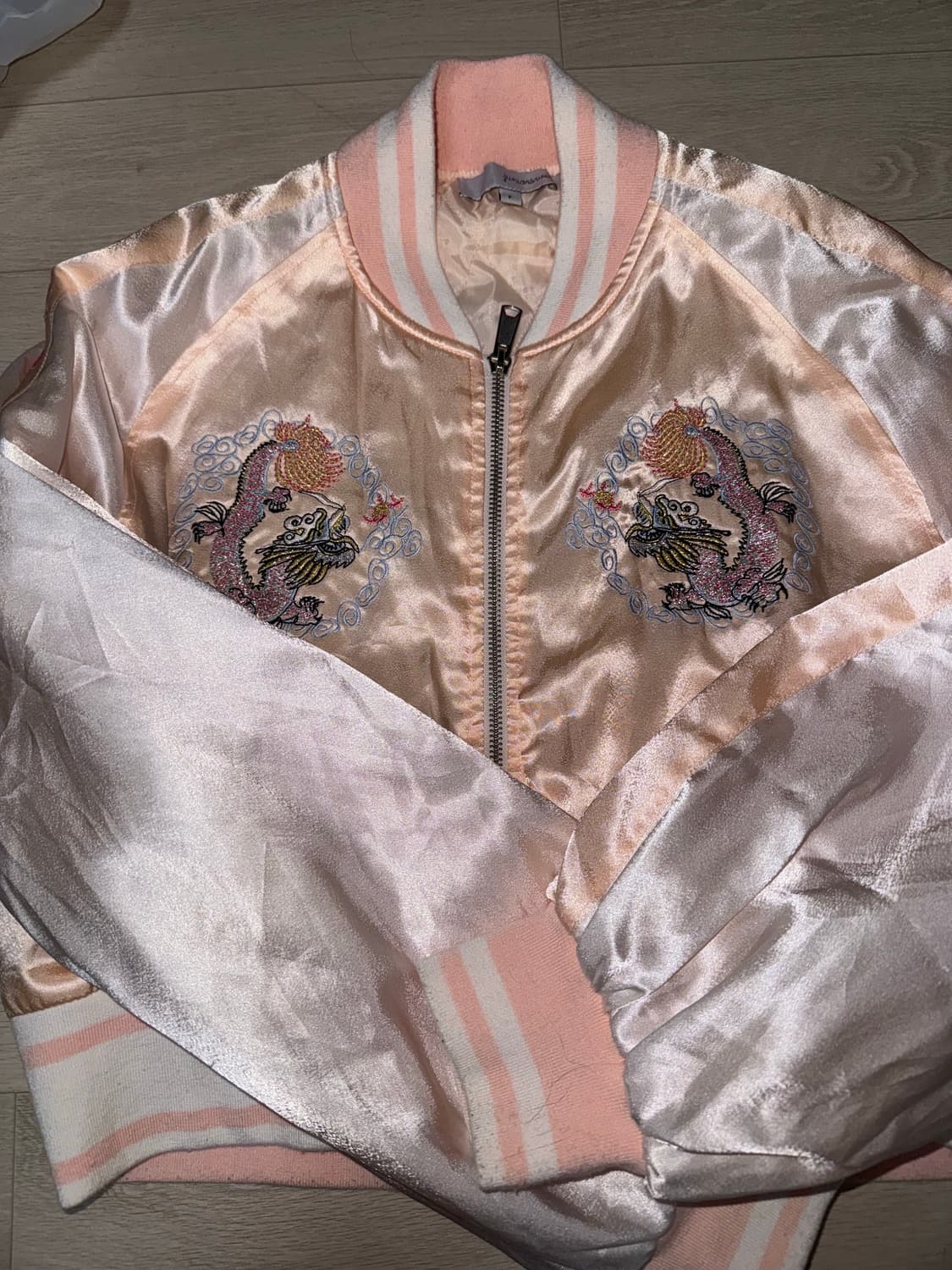 JUNIORSWEET 핑크 용 자수 빈티지 스카잔 자켓 상품이미지2