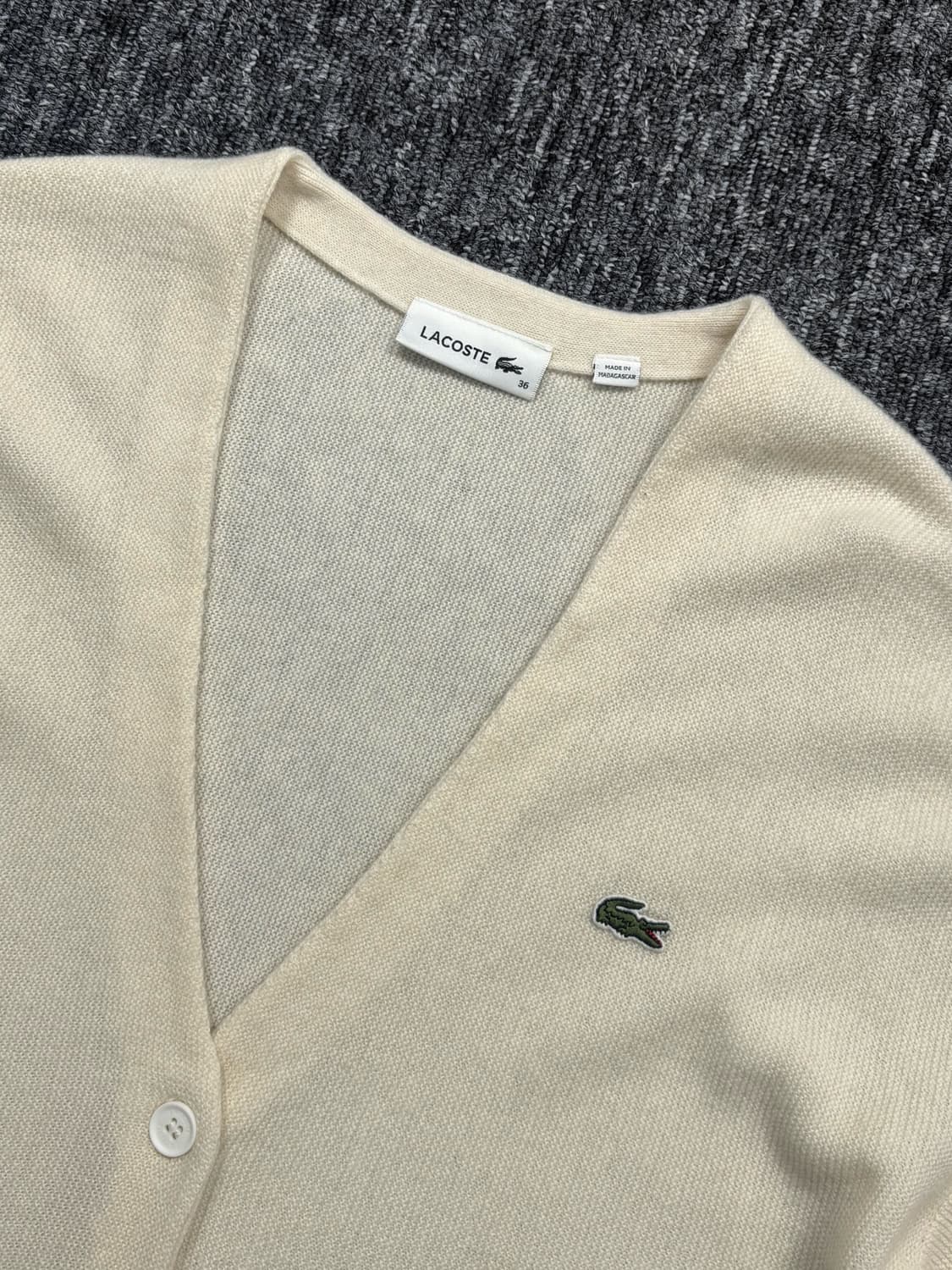 라코스테 아이보리 울 브이넥 가디건 상품이미지5