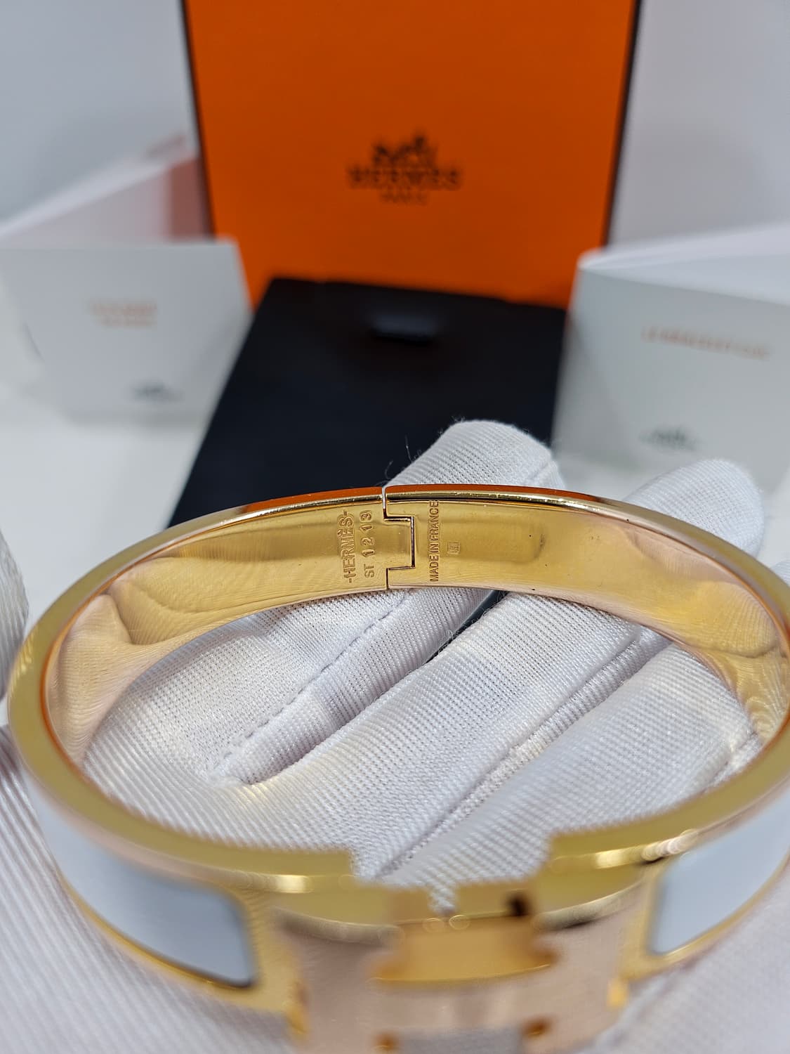 에르메스 클릭아슈 골드x블랑(화이트) PM 상품이미지2