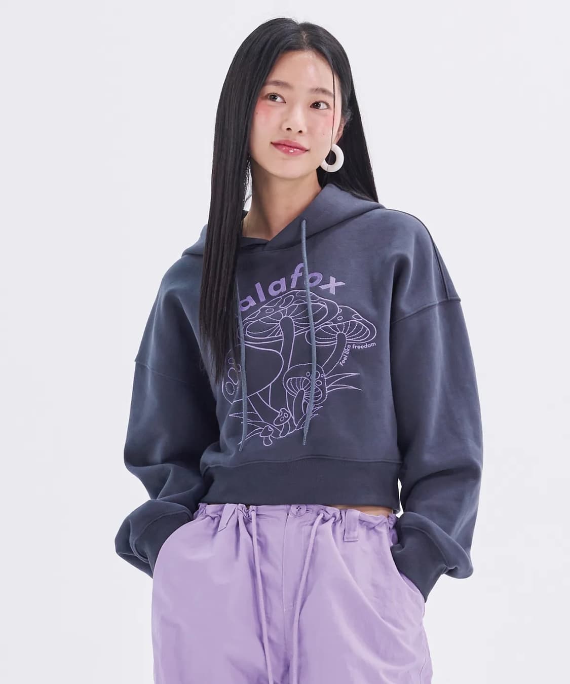 무신사 라라폭스 LALAFOX 머쉬룸 후드티 [차콜] S 상품이미지2