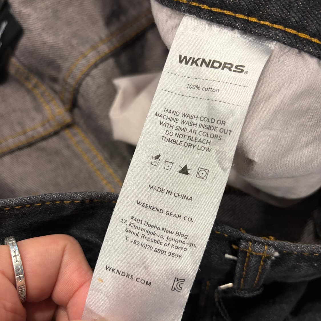 [XL] 위캔더스 WKNDRS 블랙 데님 팬츠 캐릭터 프린팅 C452 상품이미지8