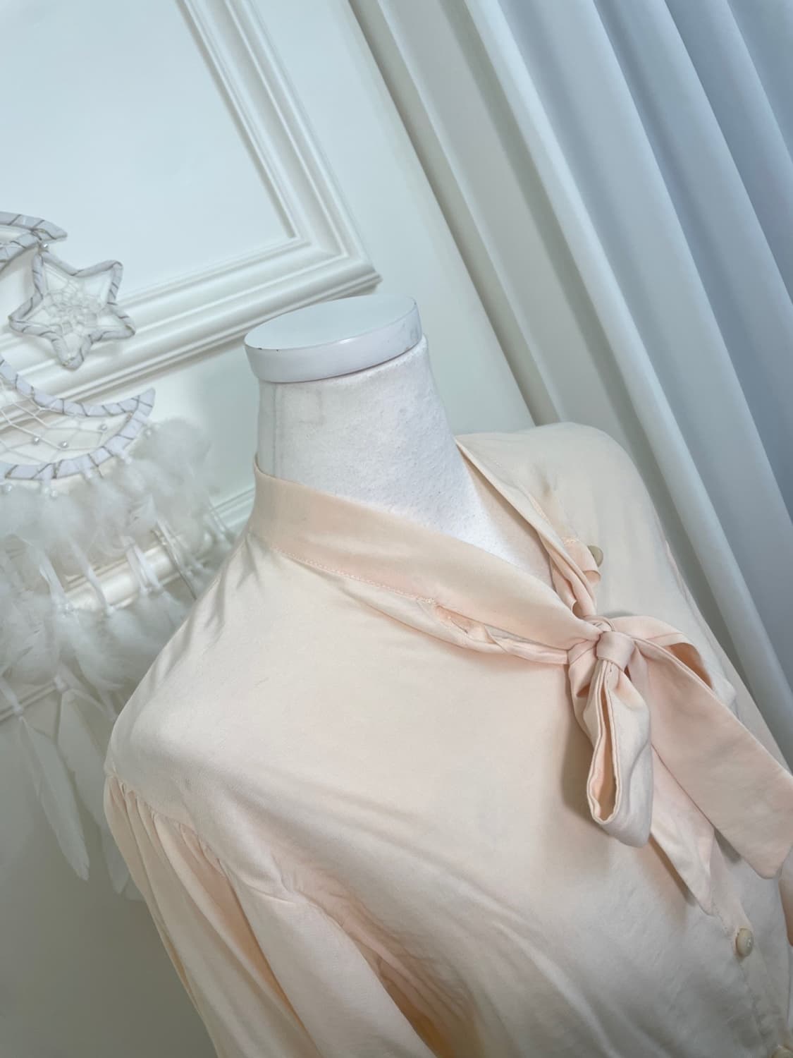 coral bow point spring blouse 상품이미지8