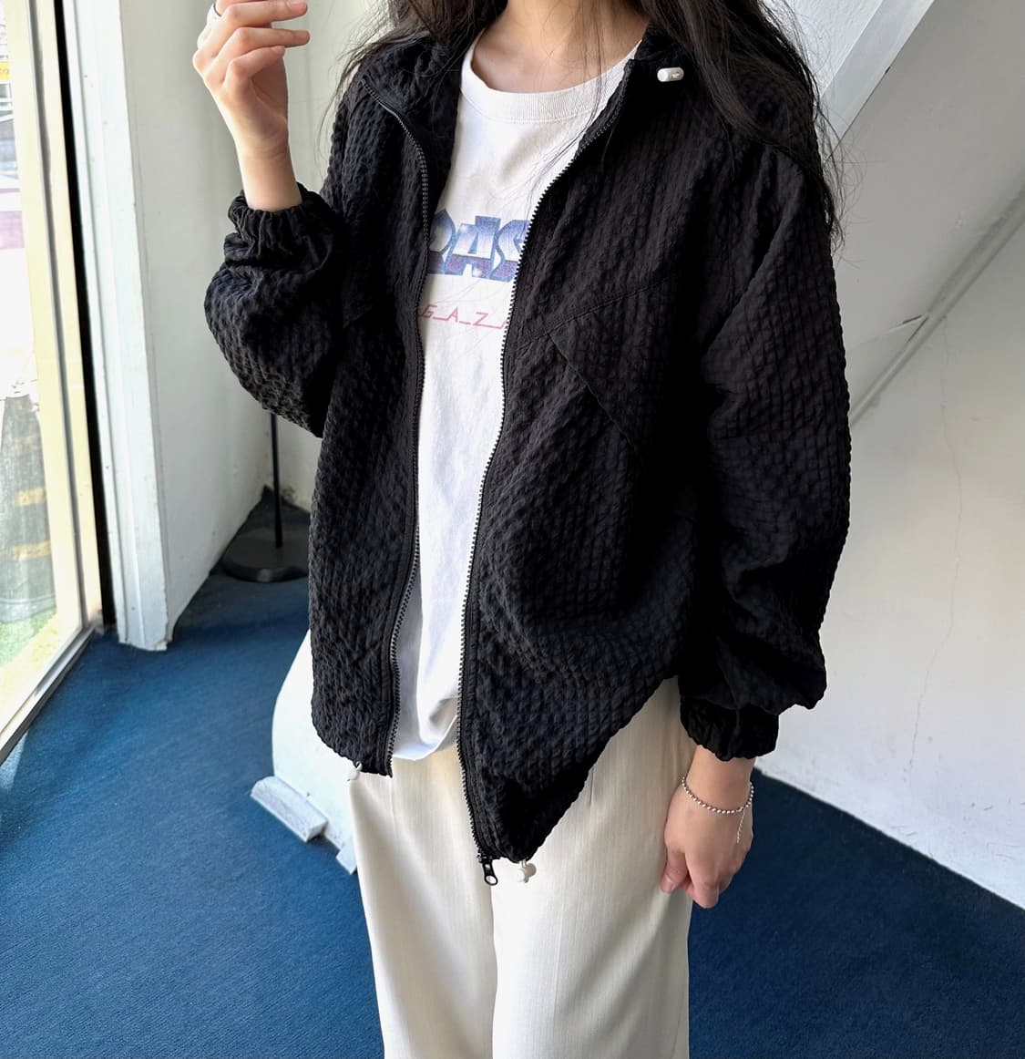 Design volume fabric zip easy parka 상품이미지9