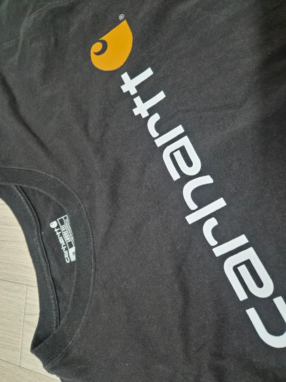 칼하트 루즈핏 헤비웨이트 레귤러 숏슬리브 로고 그래픽 티셔츠 블랙 상품이미지4