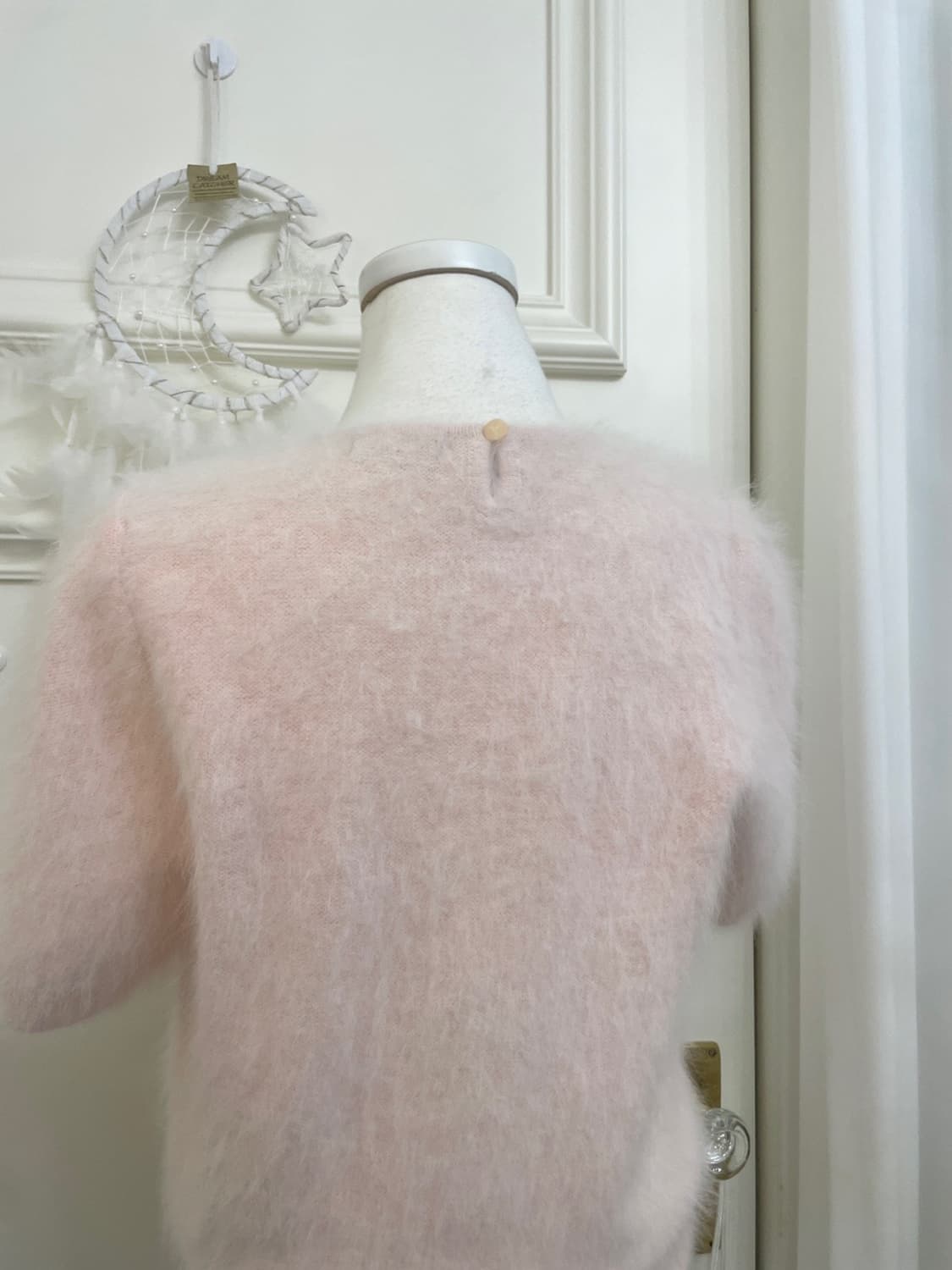 baby pink flower embroidery angora half 상품이미지4