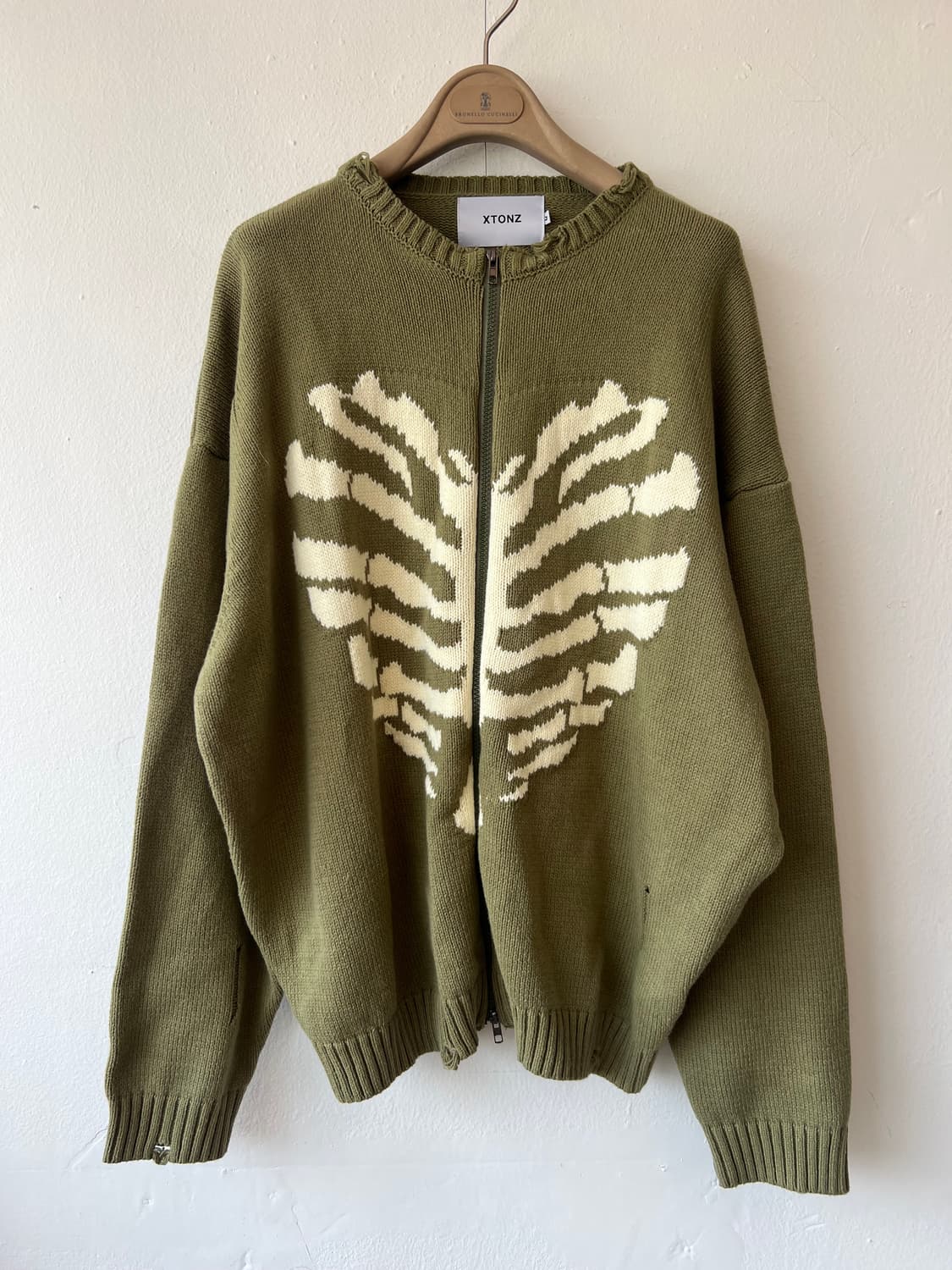 엑스톤즈 XTONZ 남성 카키 니트집업가디건 그린지니트 상품이미지2