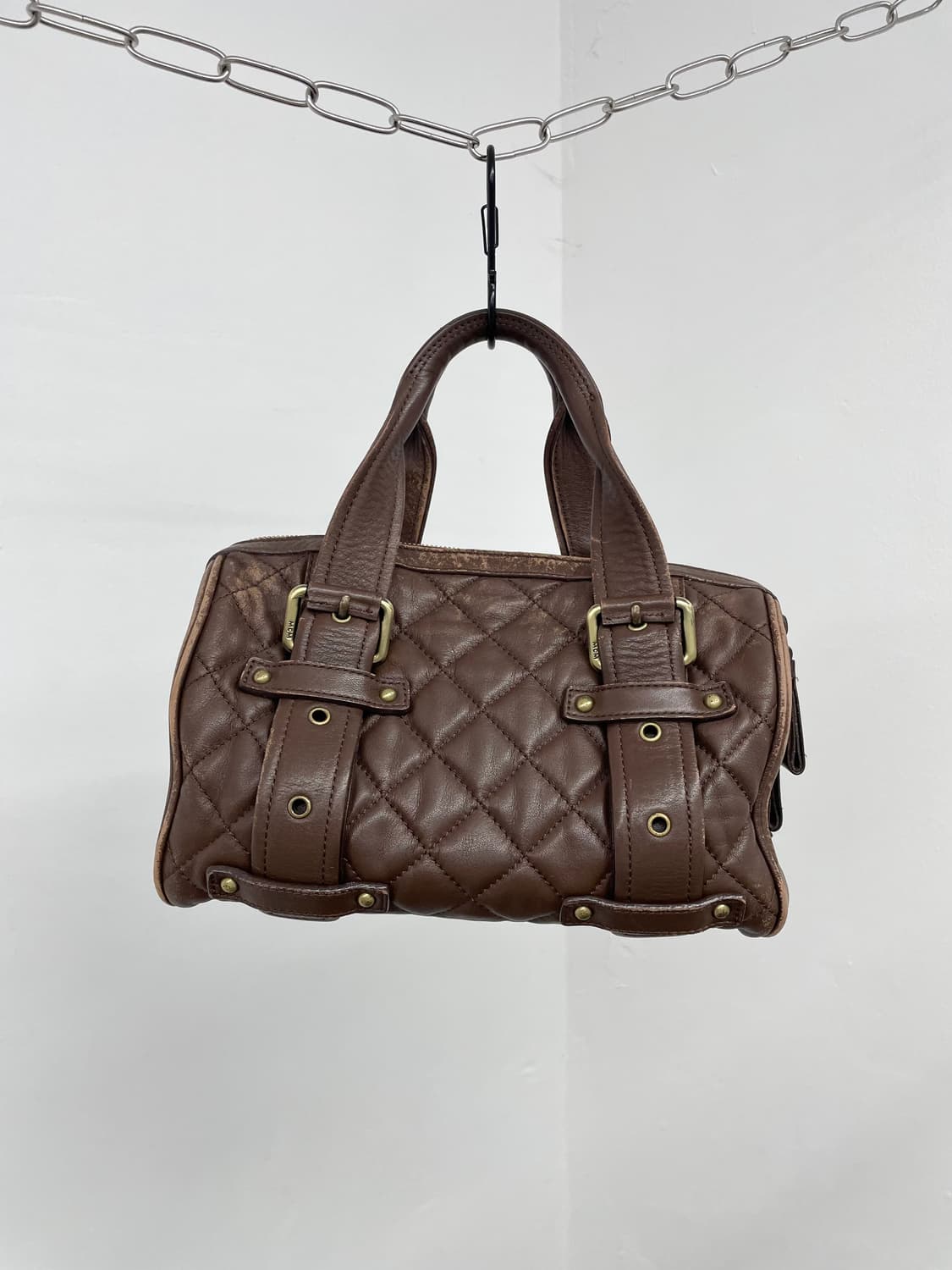 mcm 브라운 퀼팅 레더 보스톤백 *극레어 상품이미지9