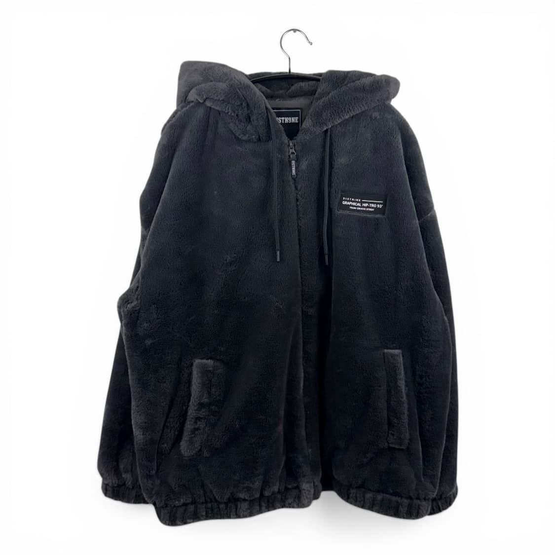 (105) 디스트나인 밍크 보아 후드집업 차콜 상품이미지1