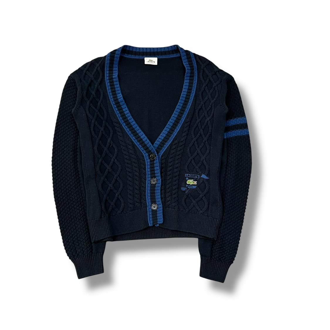 라코스테 배색 케이블 니트 가디건 y14398 상품이미지2