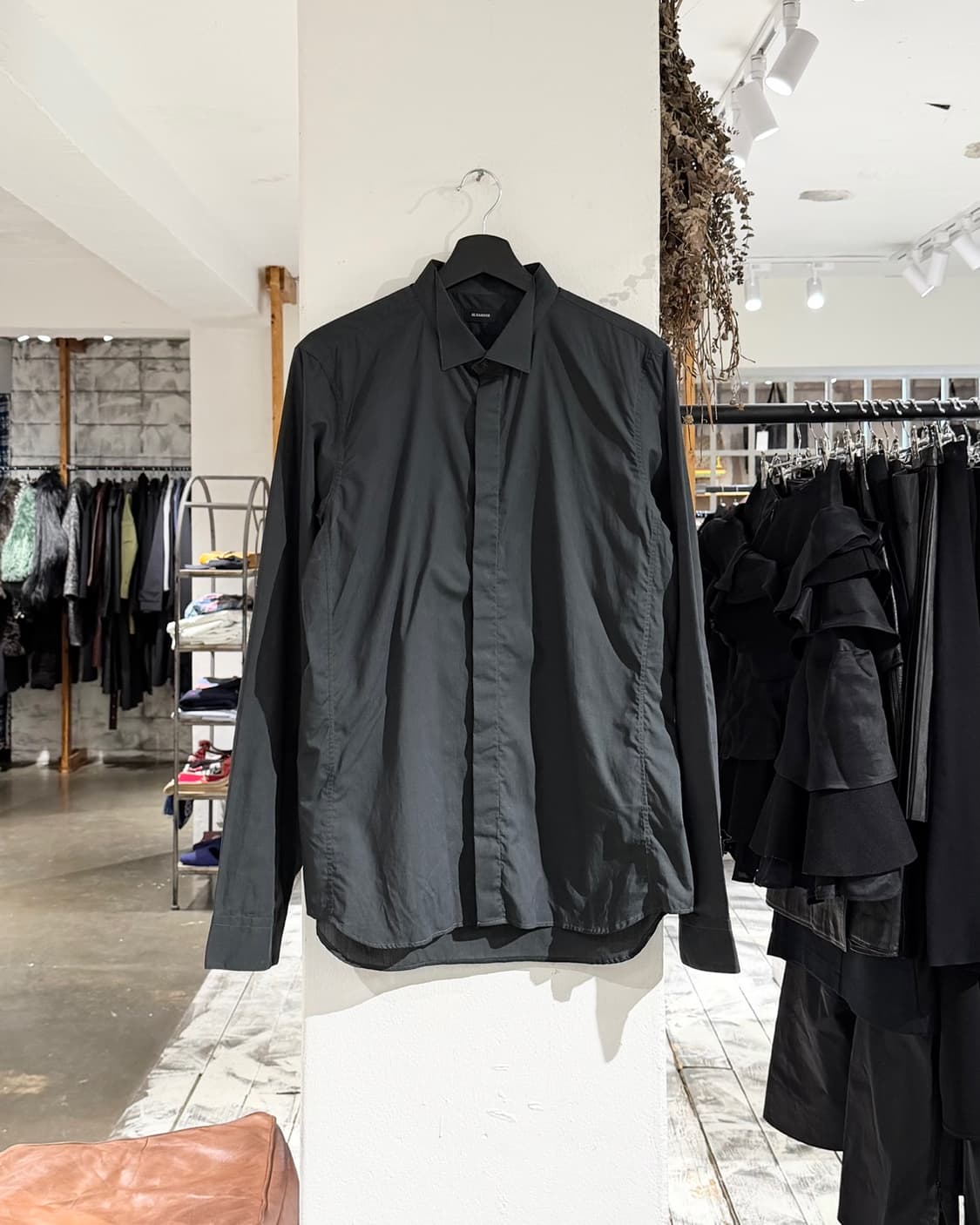 질샌더 다크그린 폴딩 카라 코튼 셔츠 상품이미지1