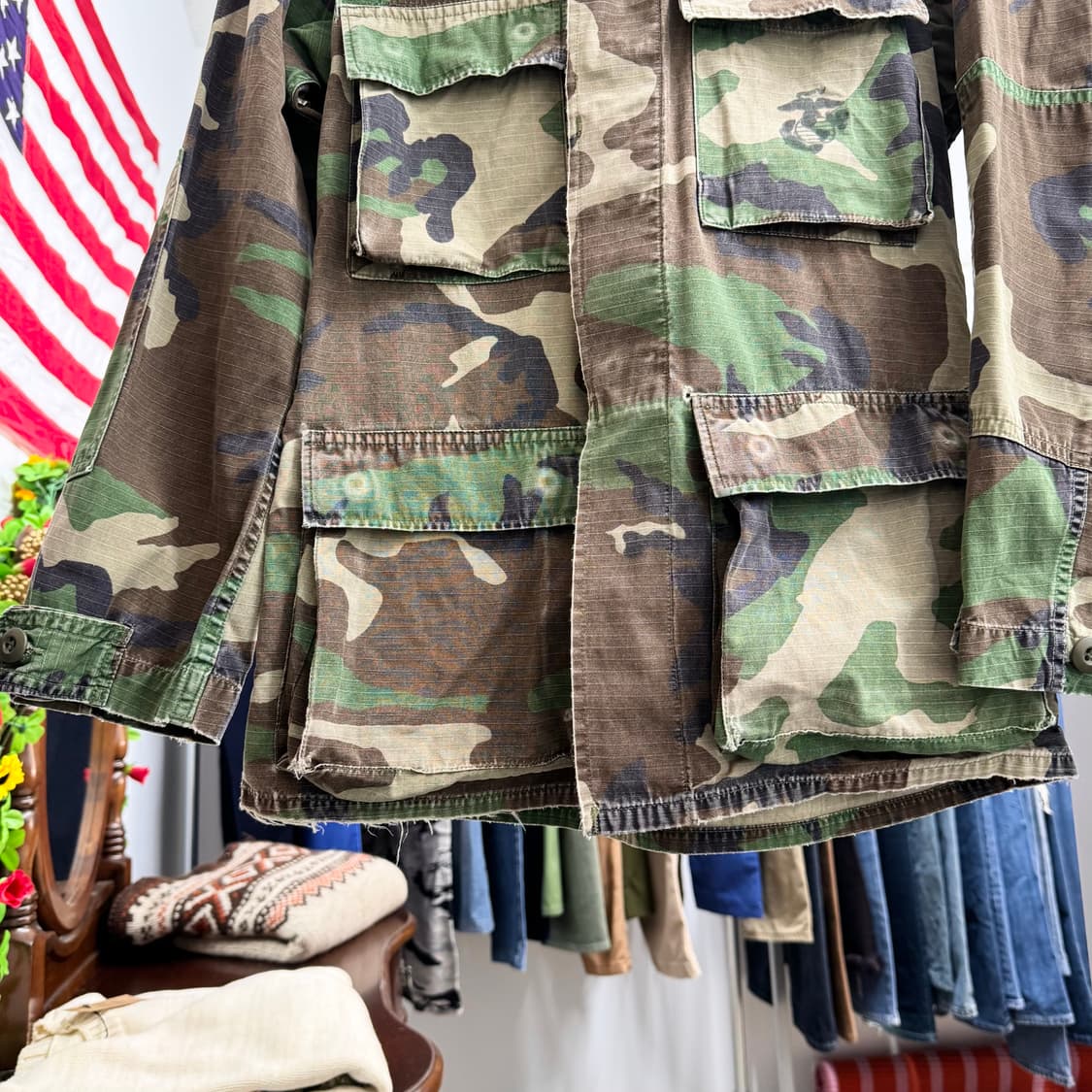 빈티지 US Army 미군 해병대 우드랜드 카모 셔츠 자켓 (XS) 상품이미지4