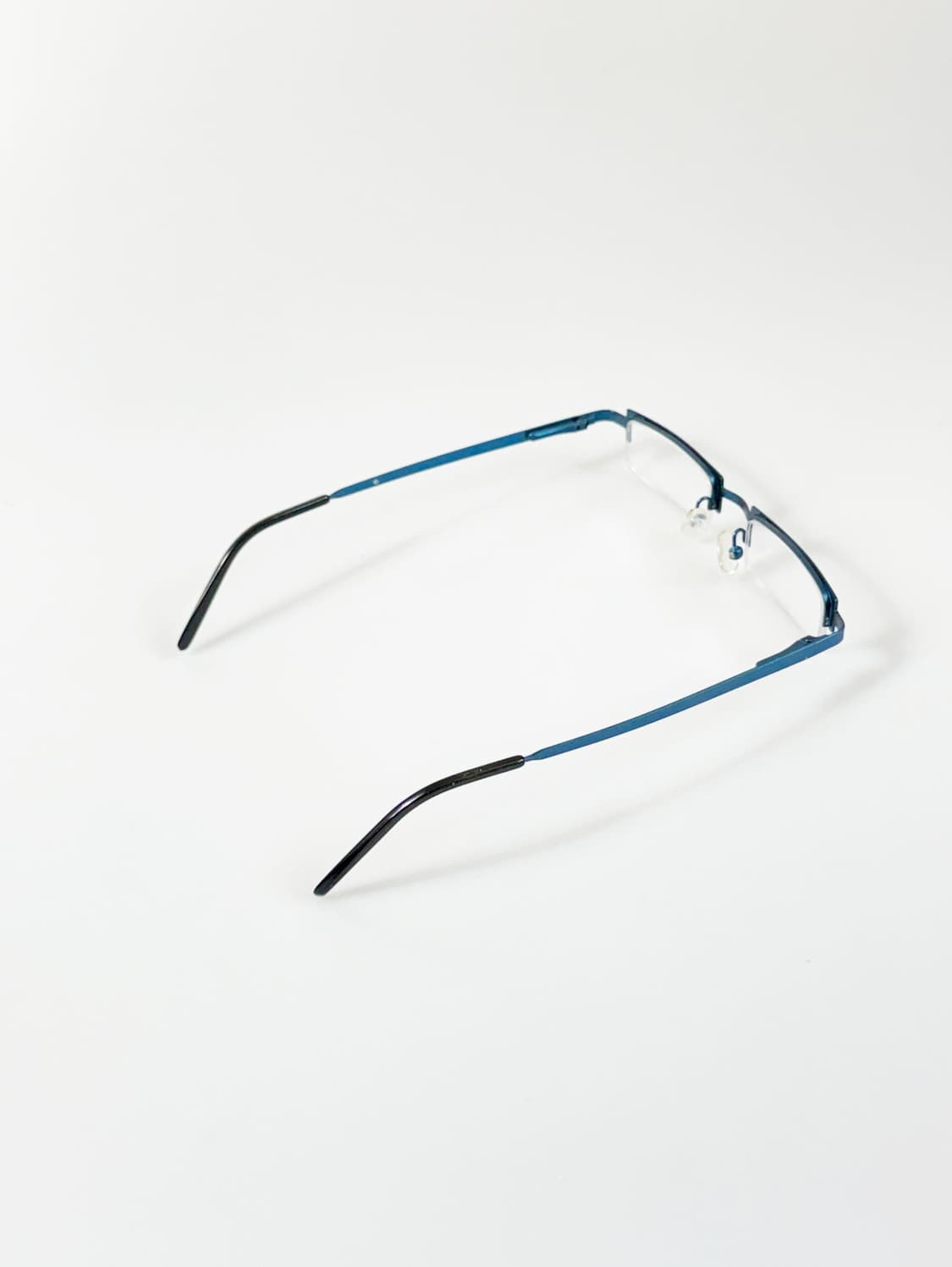 90s 유럽제 LES OPTICIENS 블루 반무테 빈티지 안경 상품이미지4