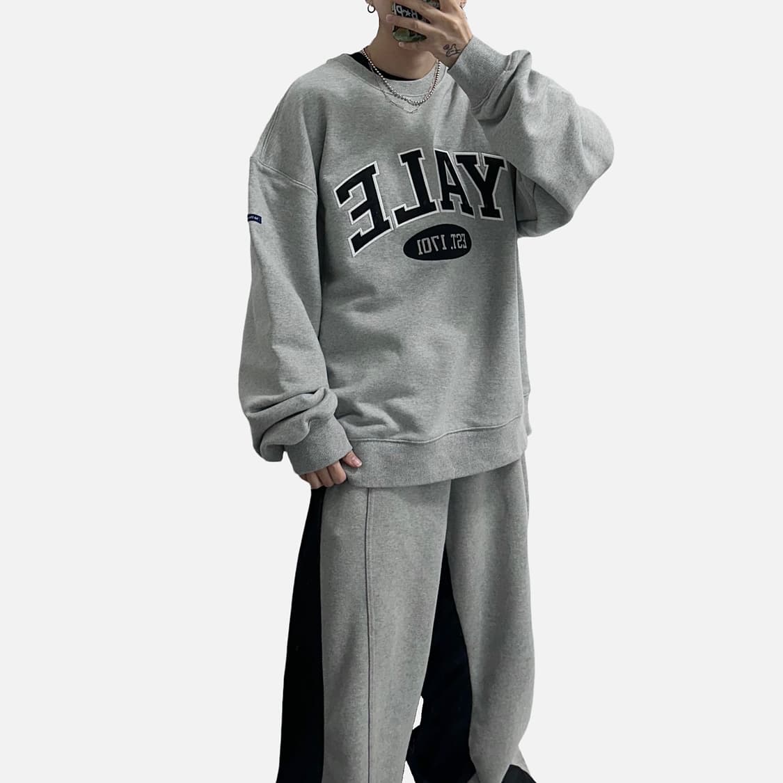 YALE 예일 아치로고 맨투맨 멜란지그레이 상품이미지2