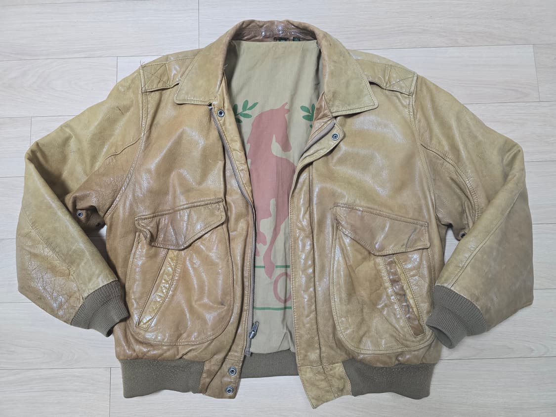 빈티지 스타일 가죽 봄버 자켓 L 42 상품이미지1