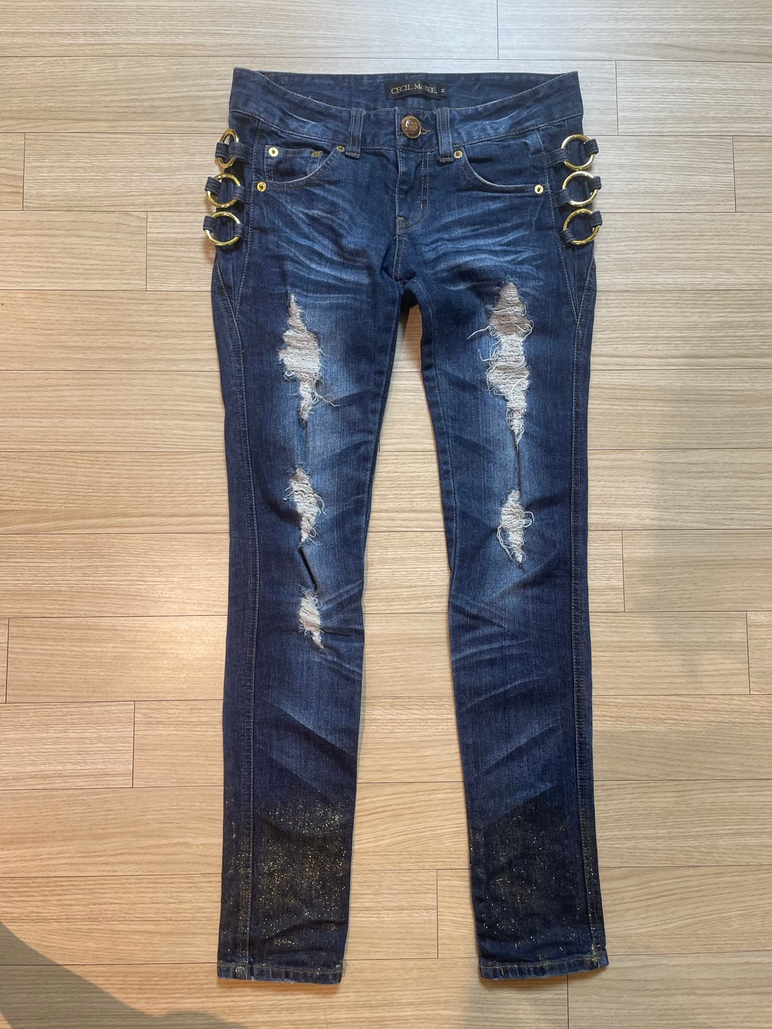 세실 맥비 글리터 O링 y2k 갸루 팬츠 상품이미지2