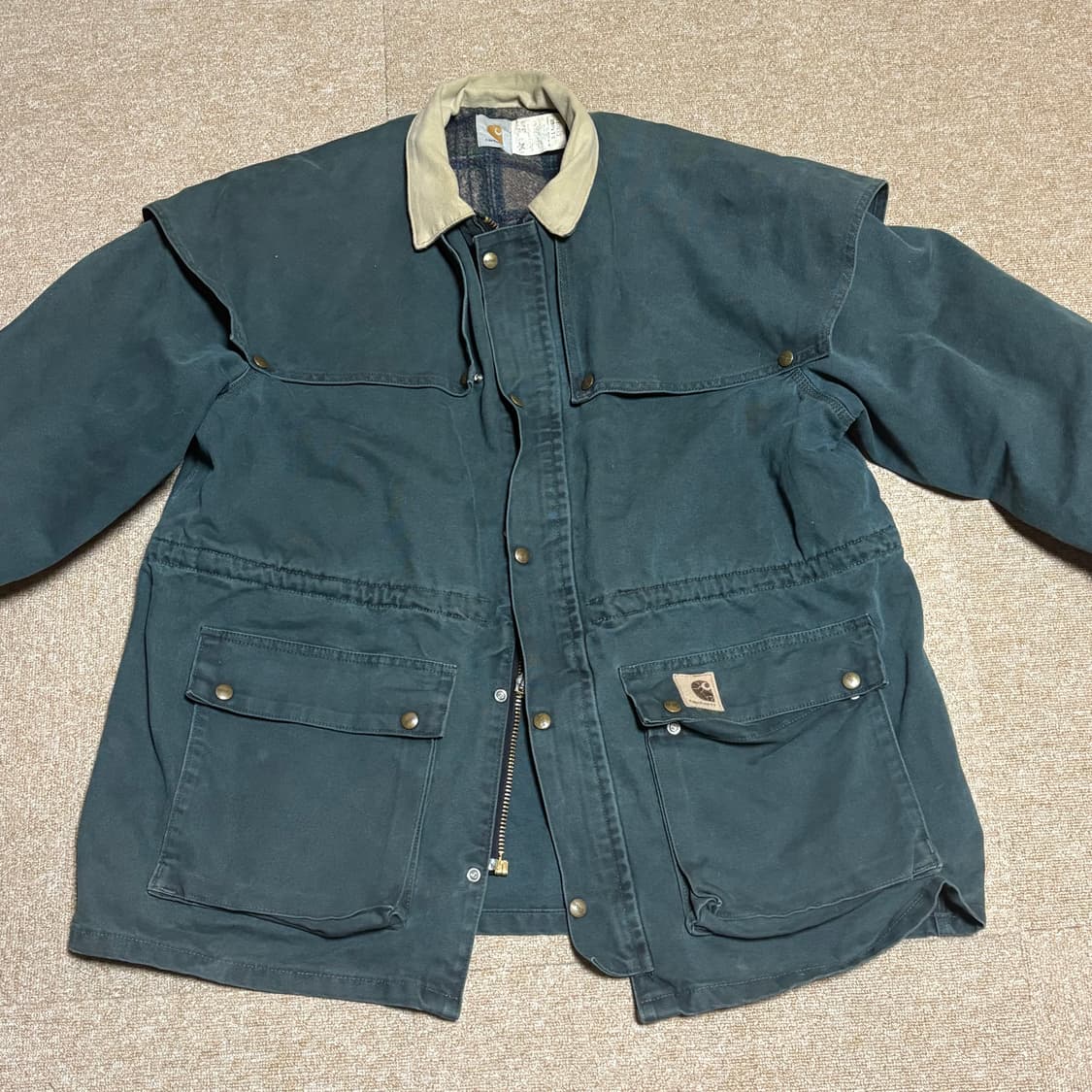 90s 칼하트 헌터그린 케이프 코트 XL 상품이미지2