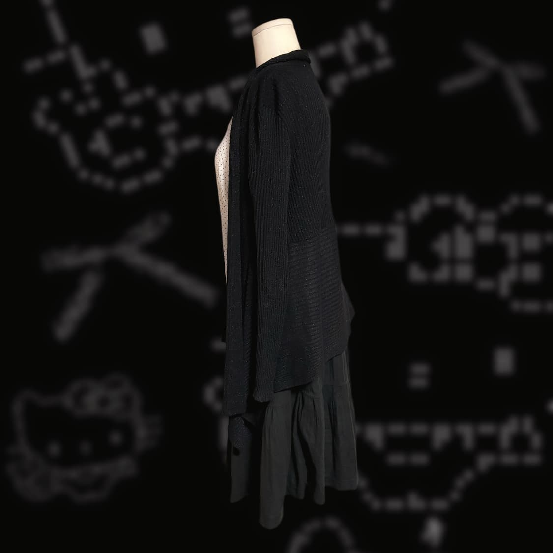 블랙 히메갸루 도트 포인트 약 시스루 프릴 셔츠 캉캉 레이어드 코디세트 상품이미지5