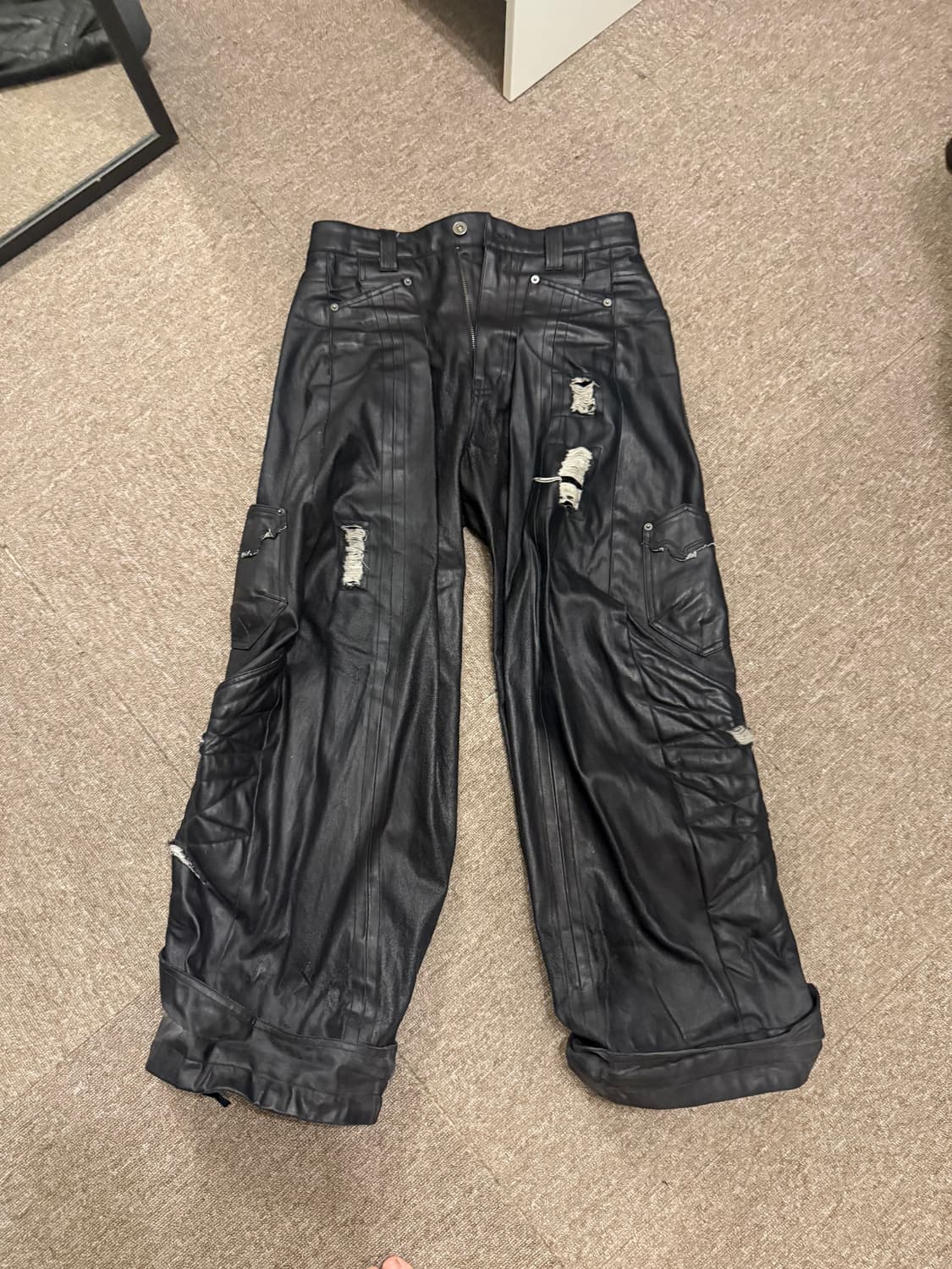 aesynctx scar wide pants leather(S) 상품이미지4