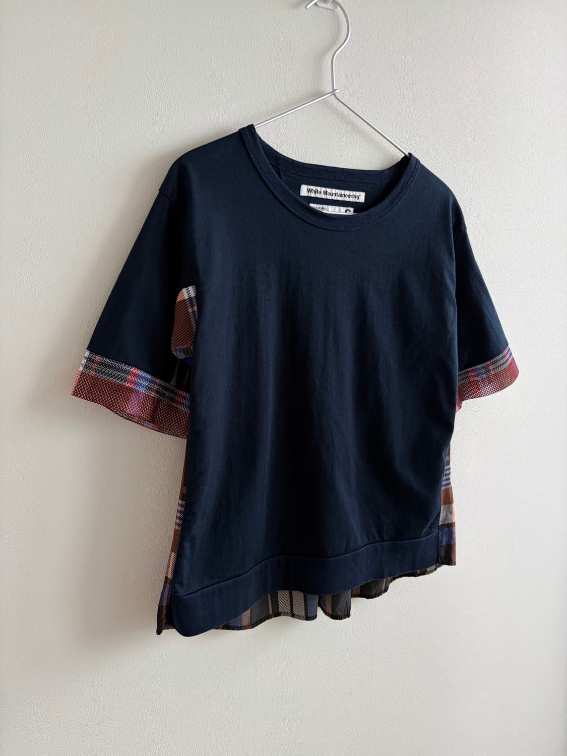 White Mountaineering 체크 배색 티셔츠 상품이미지3