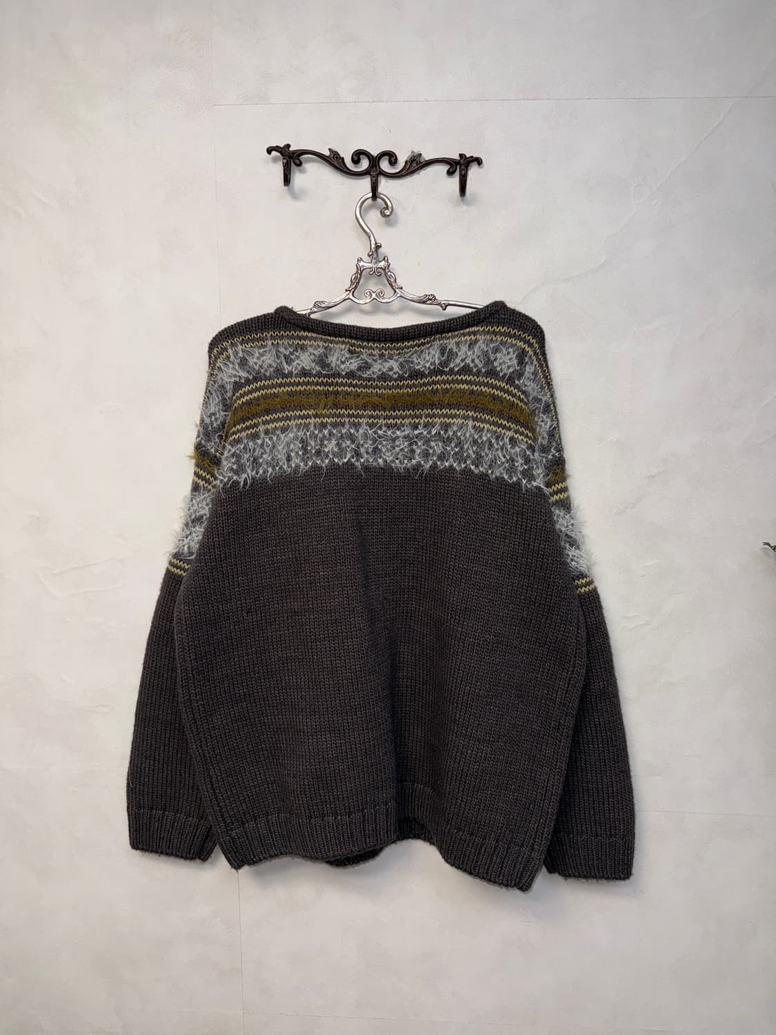 OPEN YY FAIR ISLE SWEATER charcoal 상품이미지3