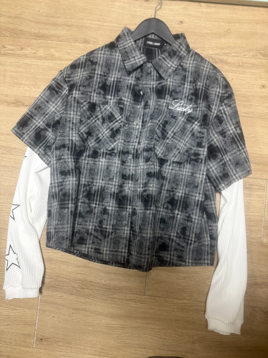 [M] 아이필럭키 레이어드 와플 체크 셔츠 상품이미지2