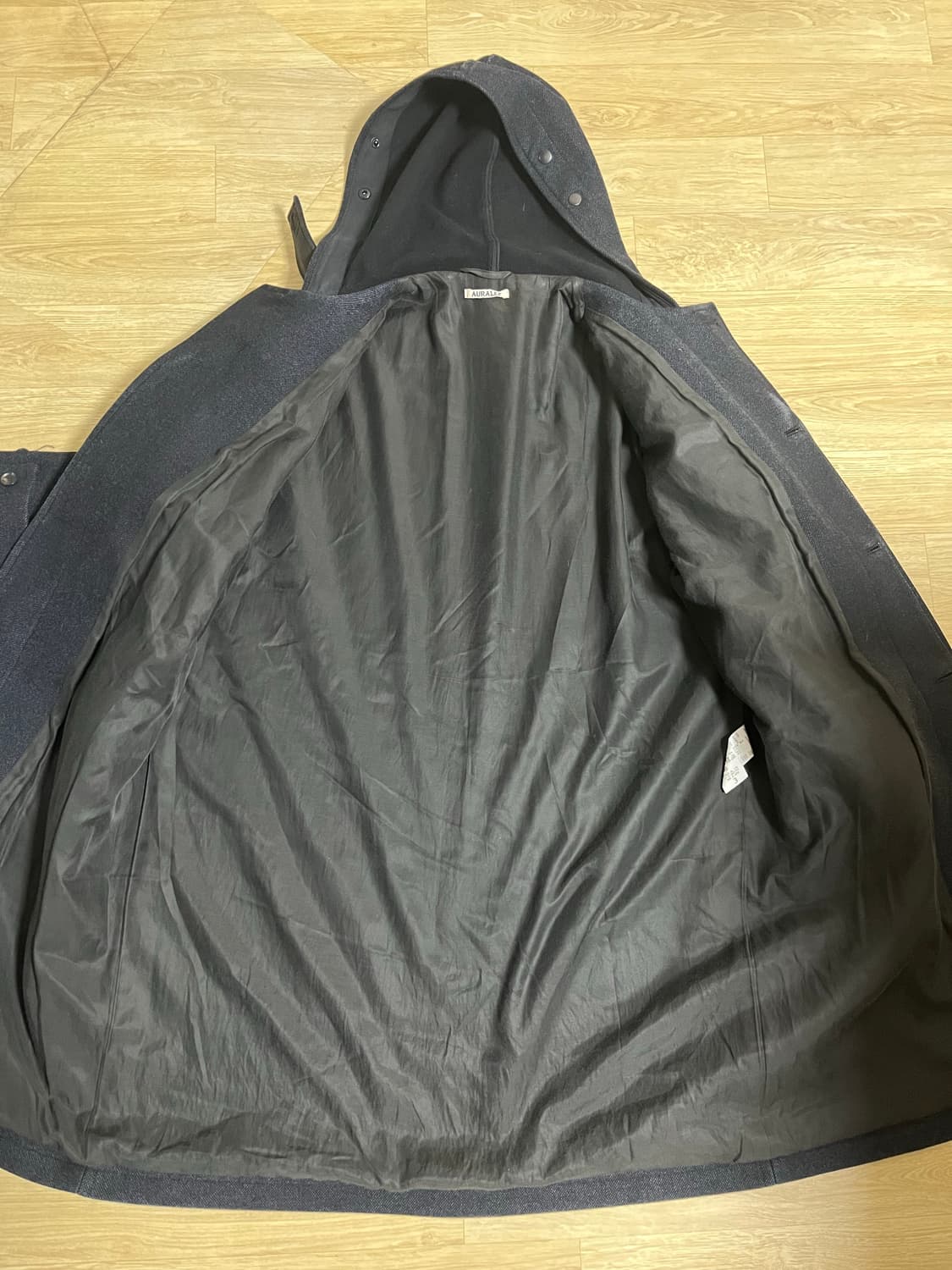 오라리 울 실크 멜튼 더플 코트 블랙 네이비 3사이즈 상품이미지7