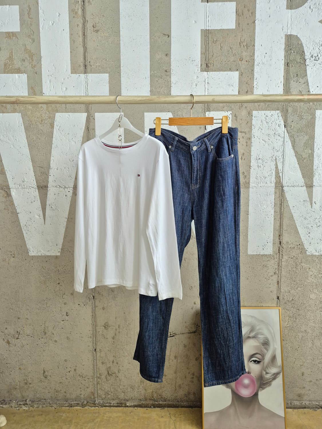 타미힐피거 소재보장 흰색 긴팔티셔츠 (수납 상품이미지2