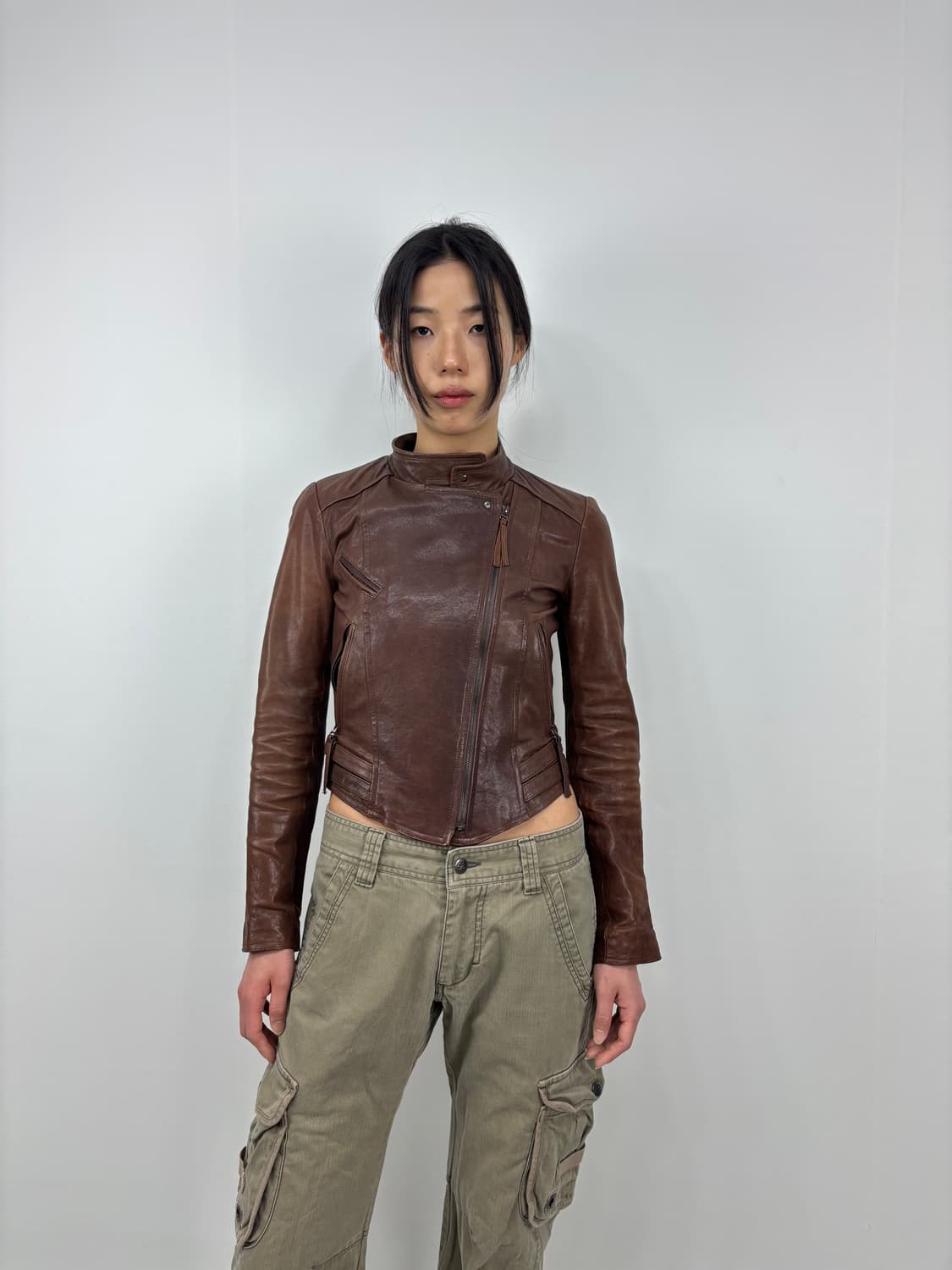 LAMBSKIN BROWN CROP JACKET 상품이미지5
