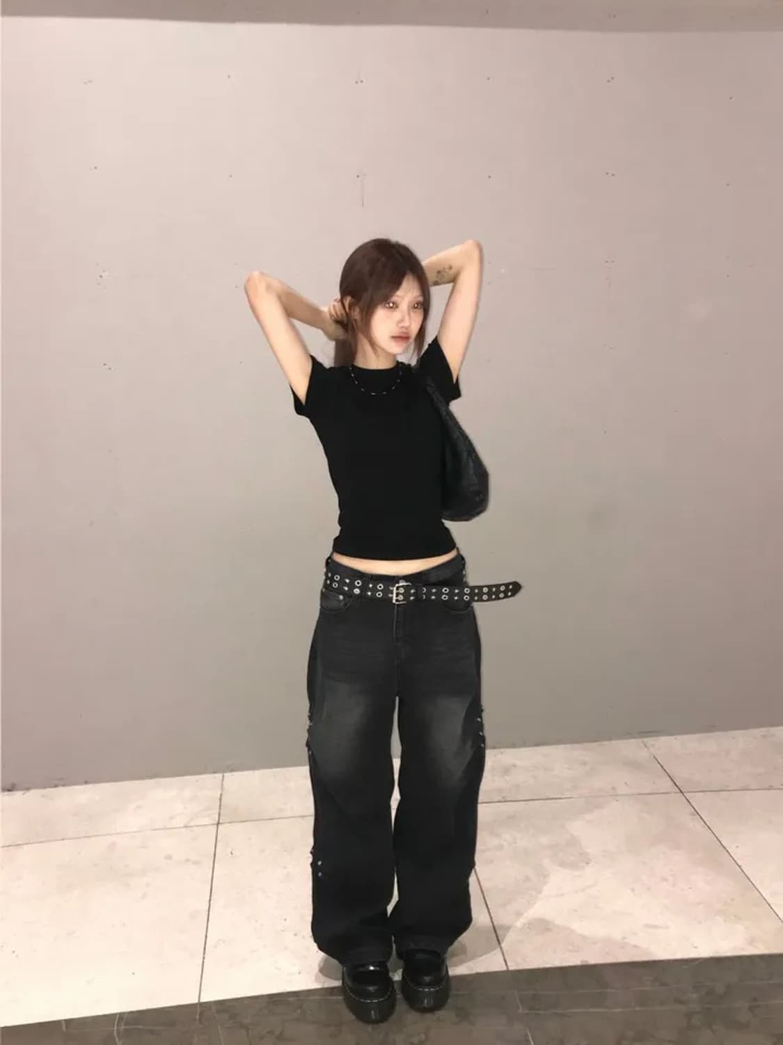 급처)갱갱샵 사이드 스터드 링클 데님 팬츠 바지 s 미스치프 보헤미안서울 상품이미지3