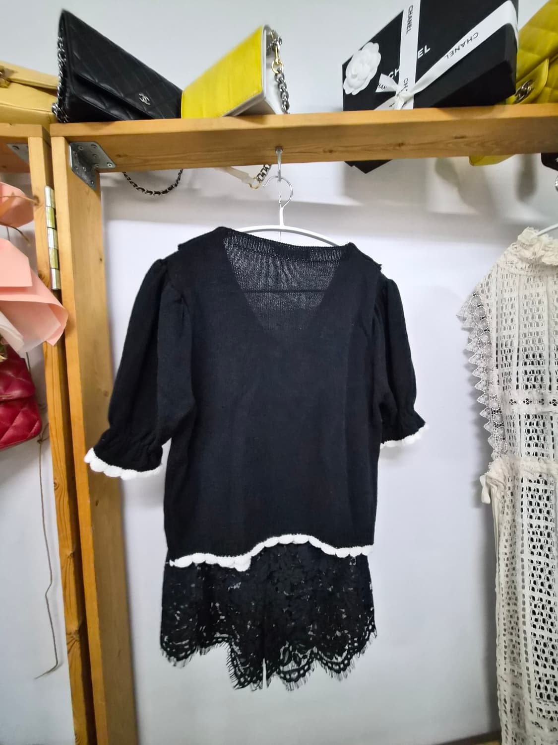 제인송 레이스 숏팬츠 블랙. 비이커 자수 카라 퍼프가디건 상품이미지9